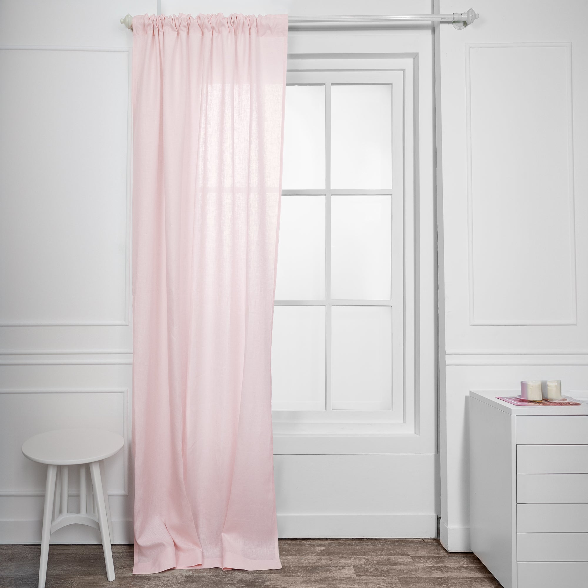 Pastel Pink Linen Curtain | Set of 2