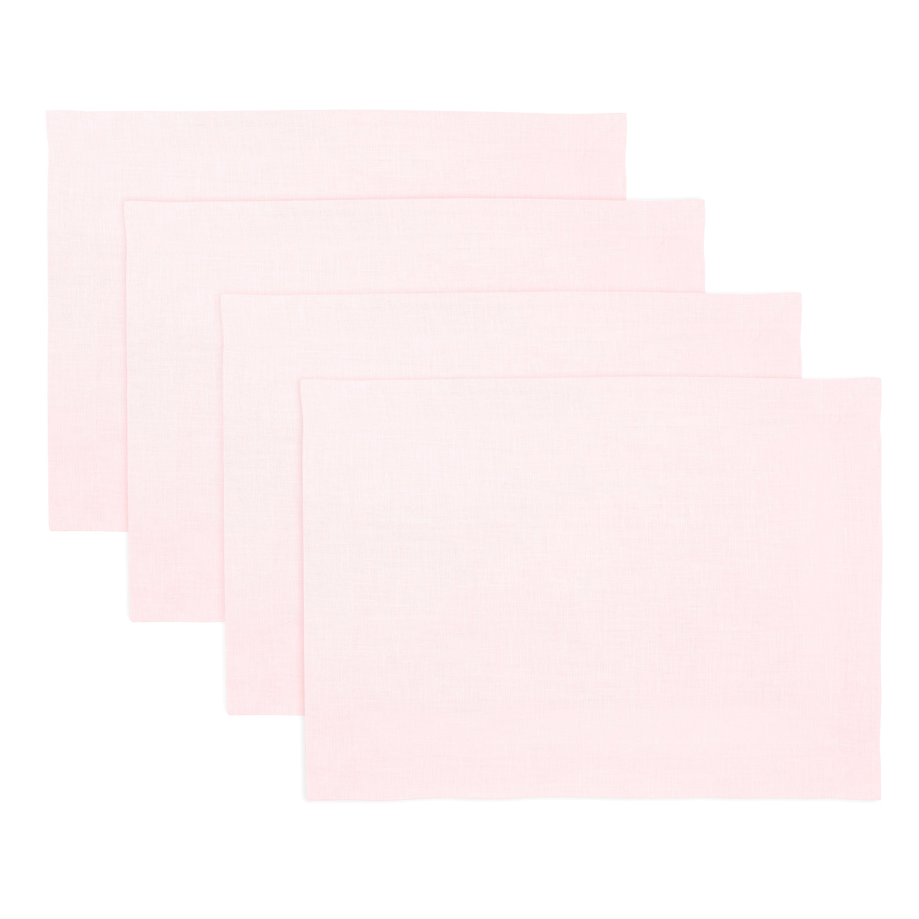 Pastel Pink Linen Placemats, Hemmed, 14 x 19 inch, 4 pcs