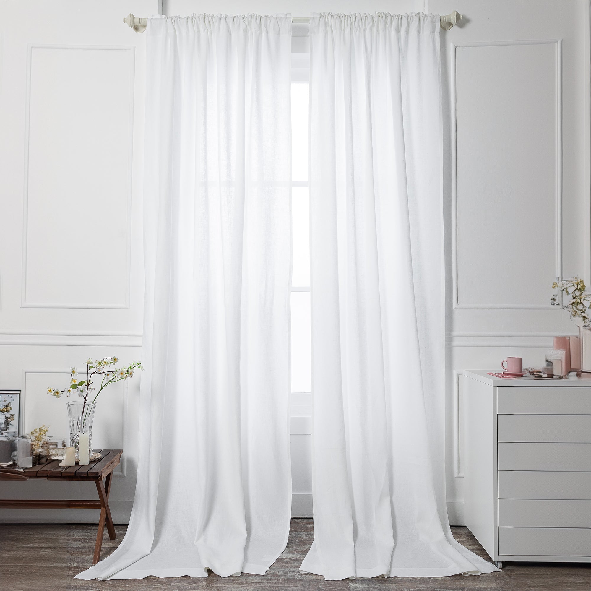 White Linen Curtain | Set of 2