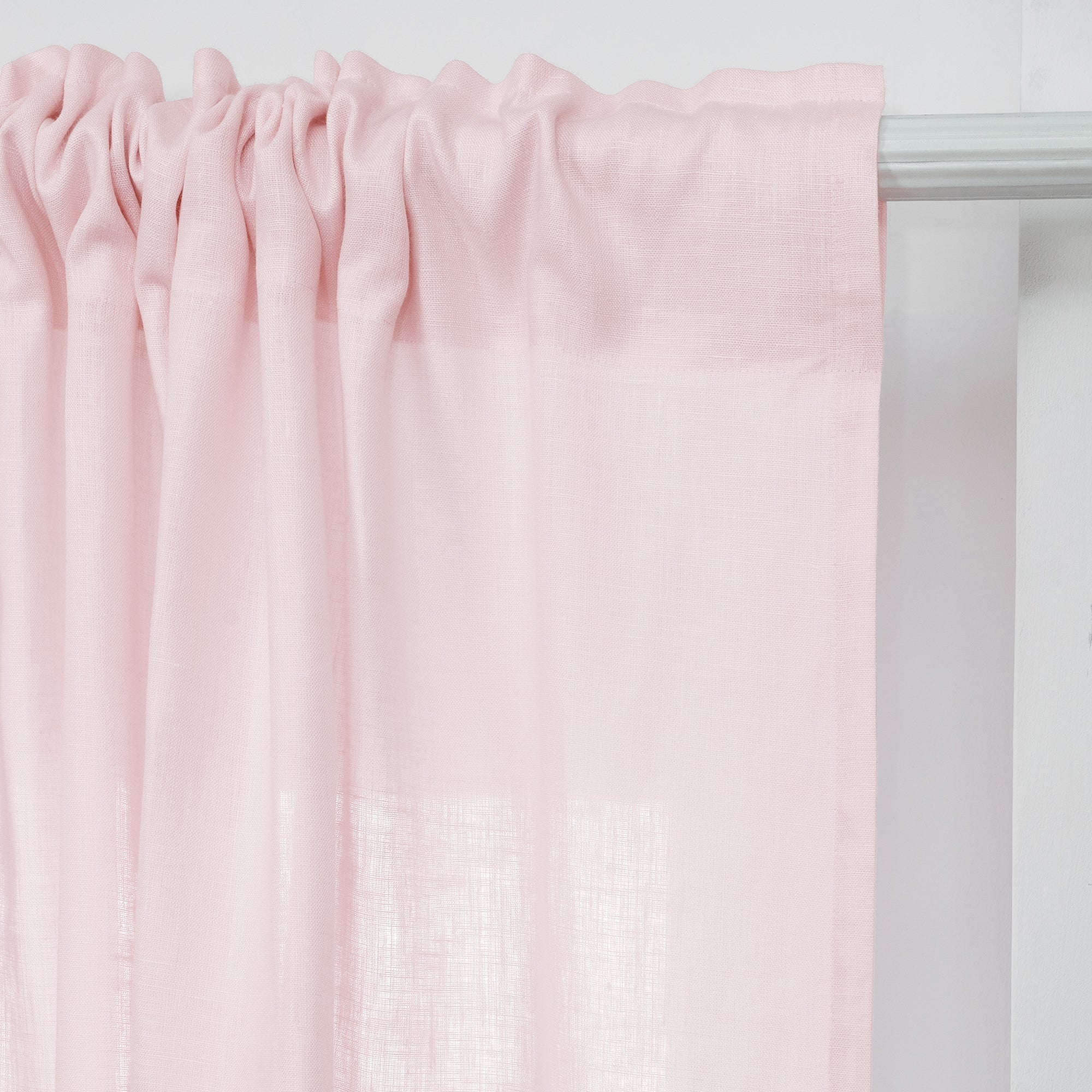 Pastel Pink Linen Curtain | Set of 2