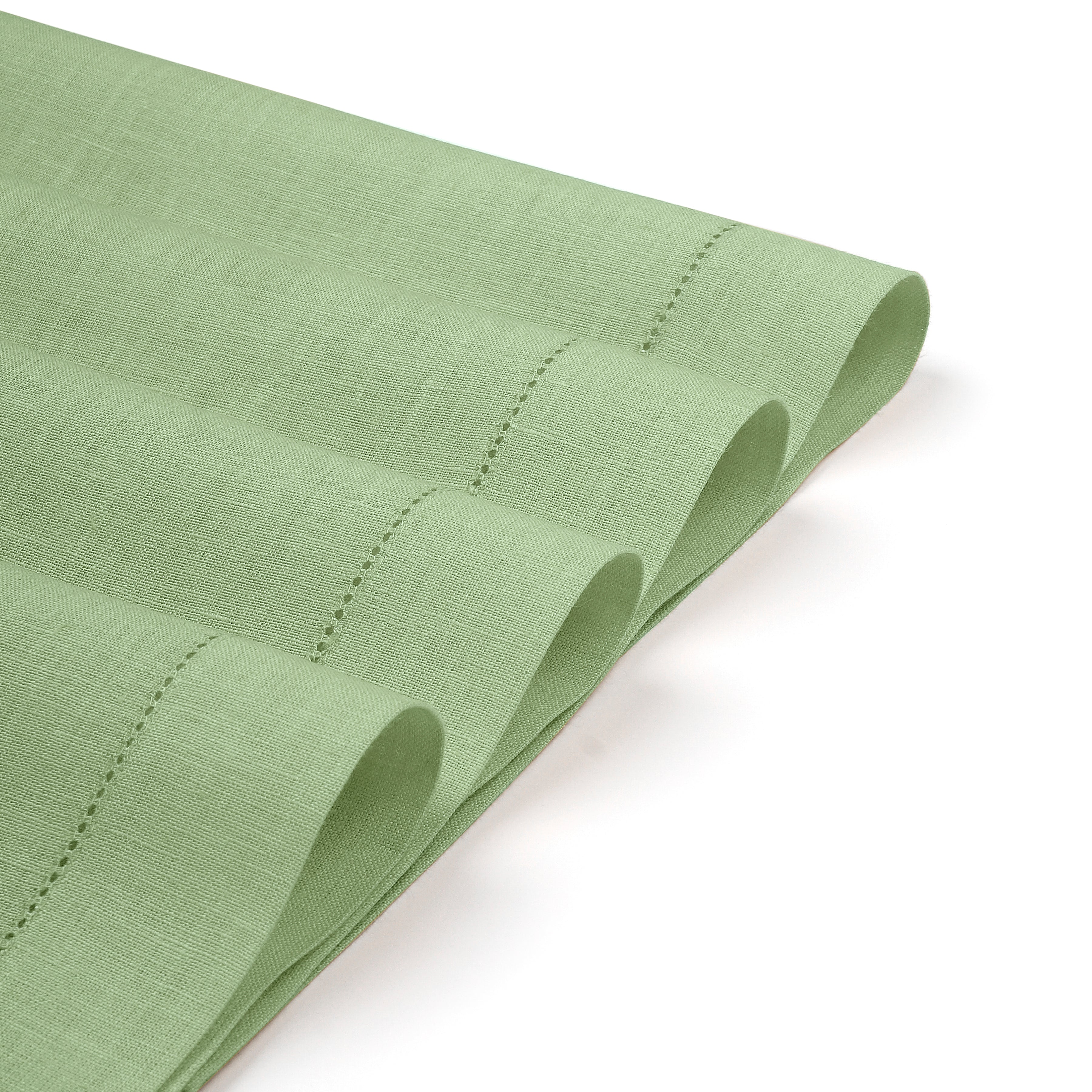 Sage Green Linen Placemats, Hemstitch, 14 x 19 inch, 4 pcs