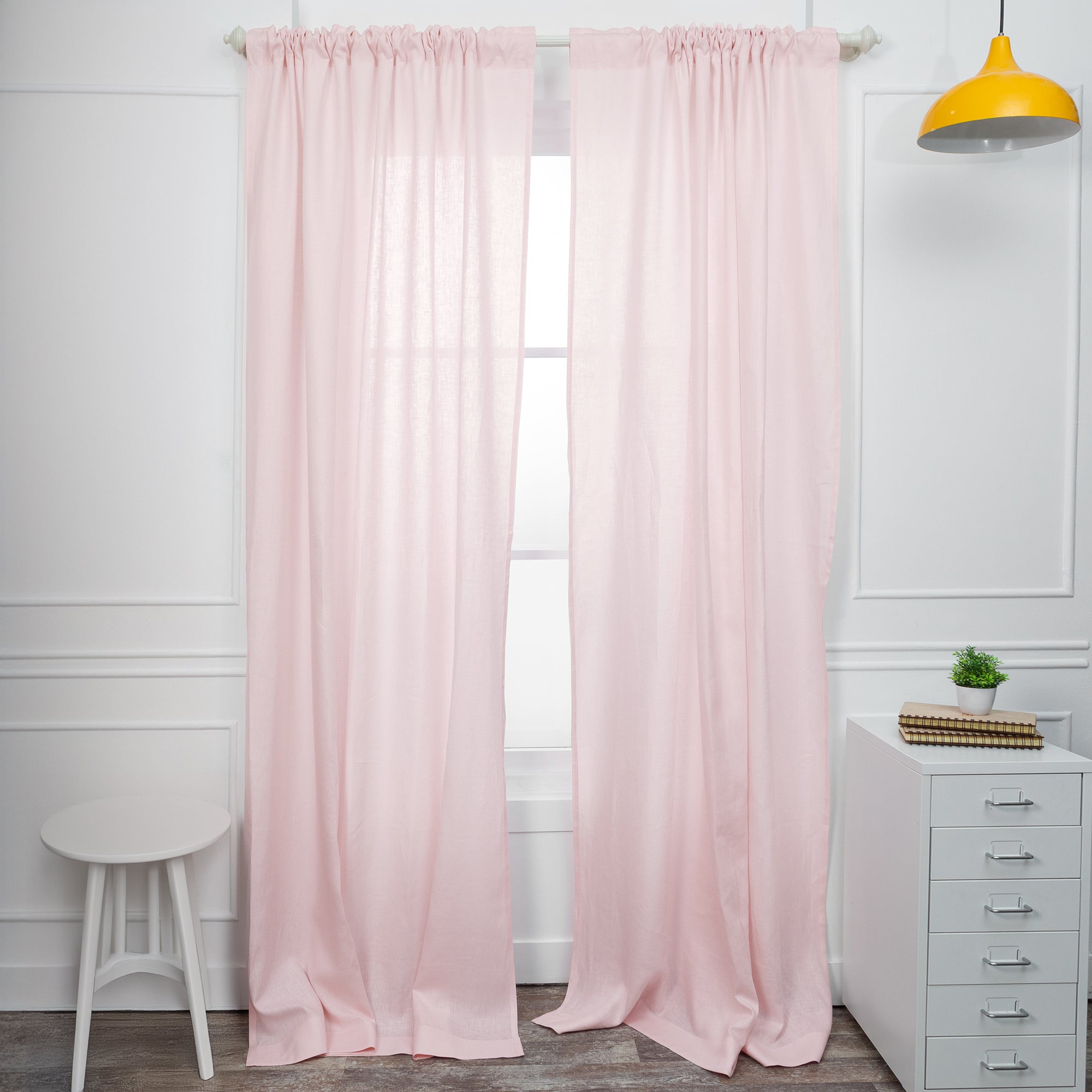 Pastel Pink Linen Curtain | Set of 2