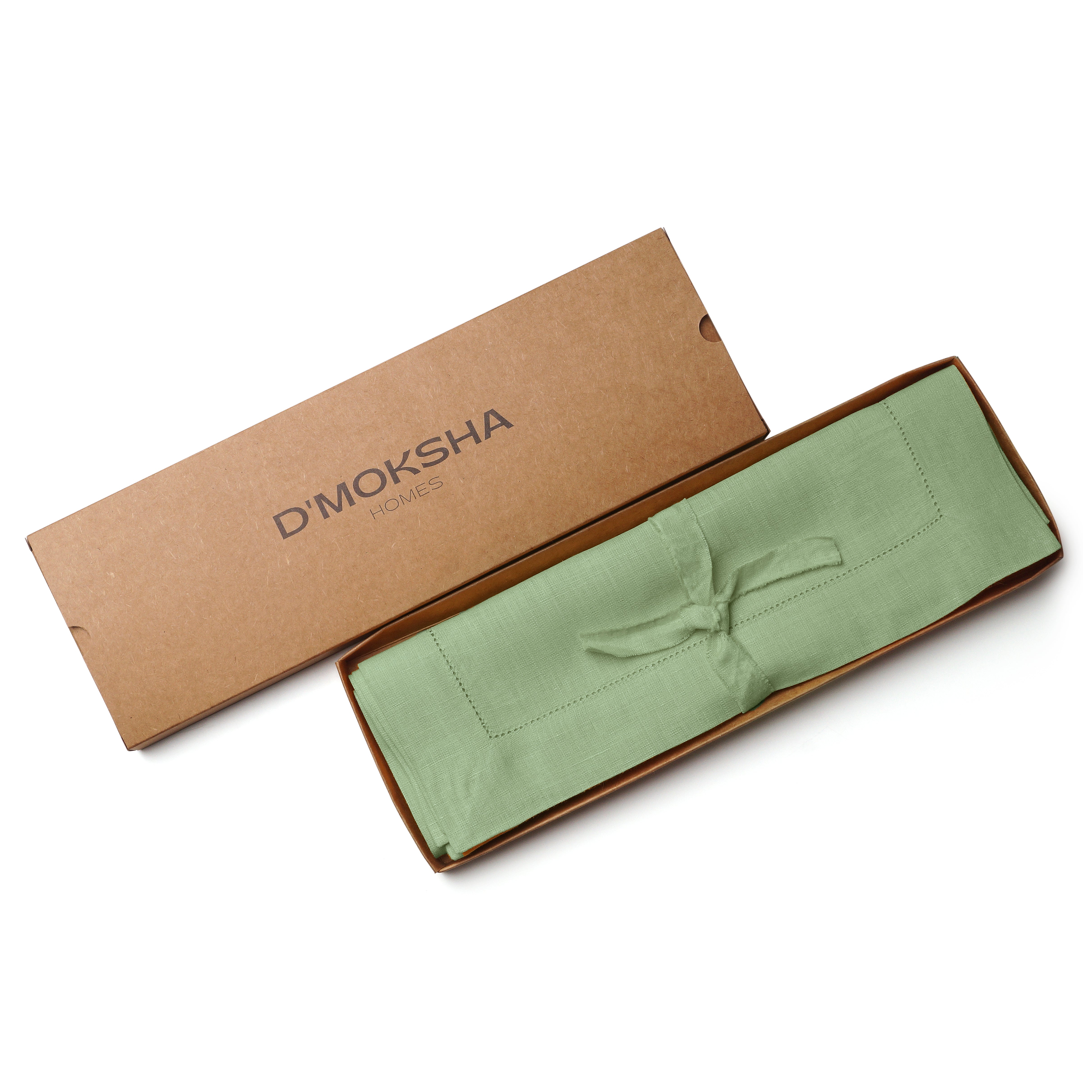 Sage Green Linen Placemats, Hemstitch, 14 x 19 inch, 4 pcs