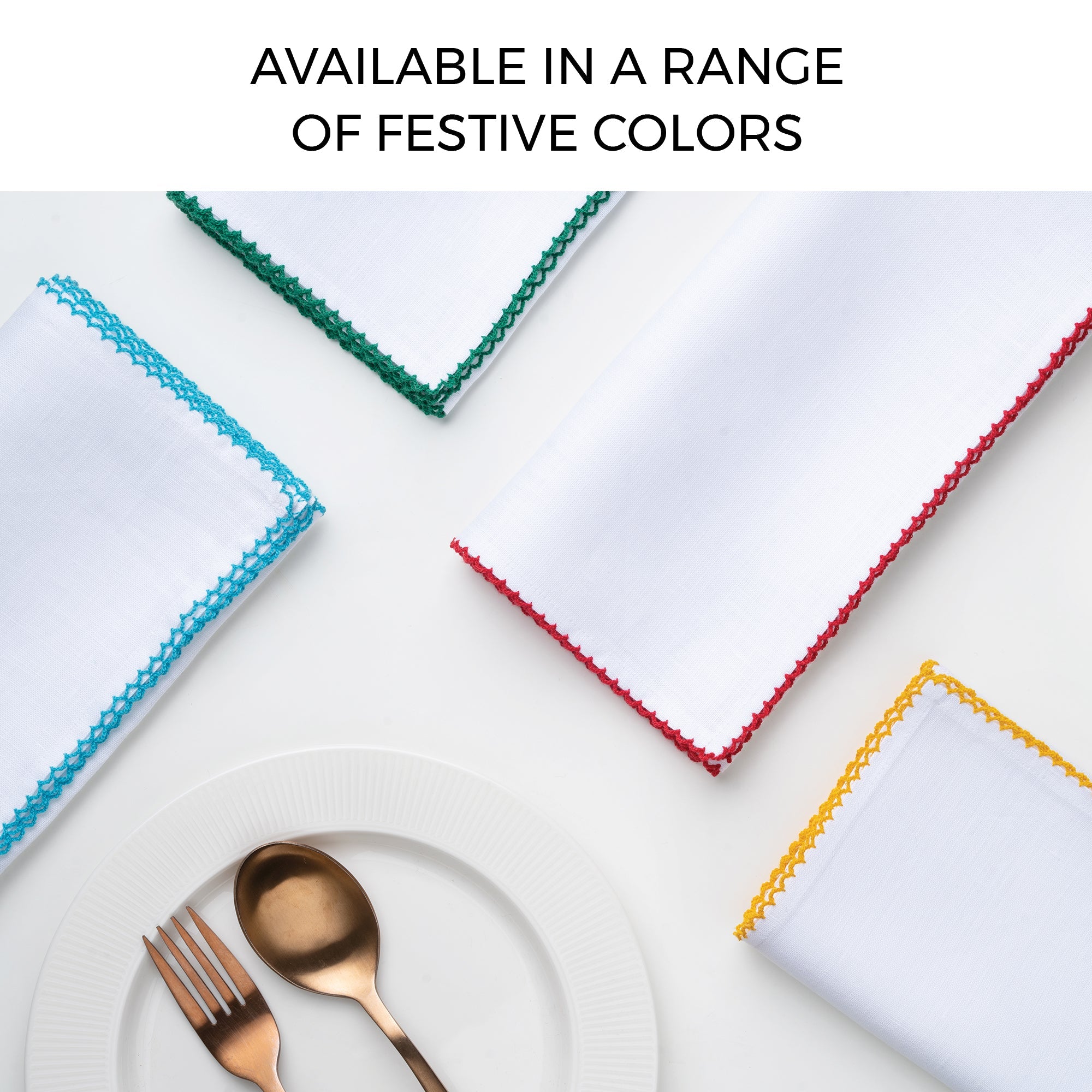 White and Yellow Linen Napkins, Whipstitch, 20 x 20 inch, 4 pcs