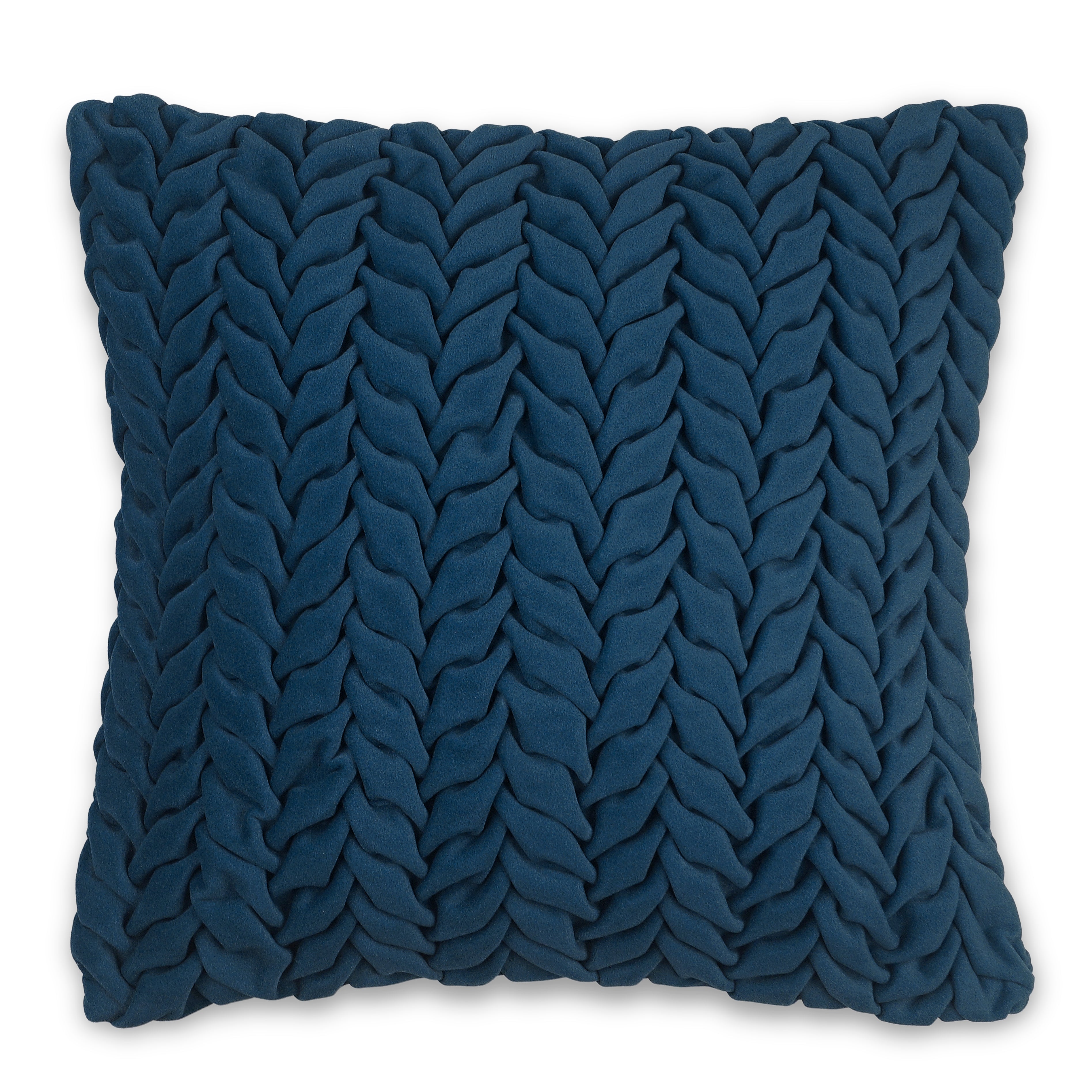 Smocking Decorative Pillow Cover - Navy Blue