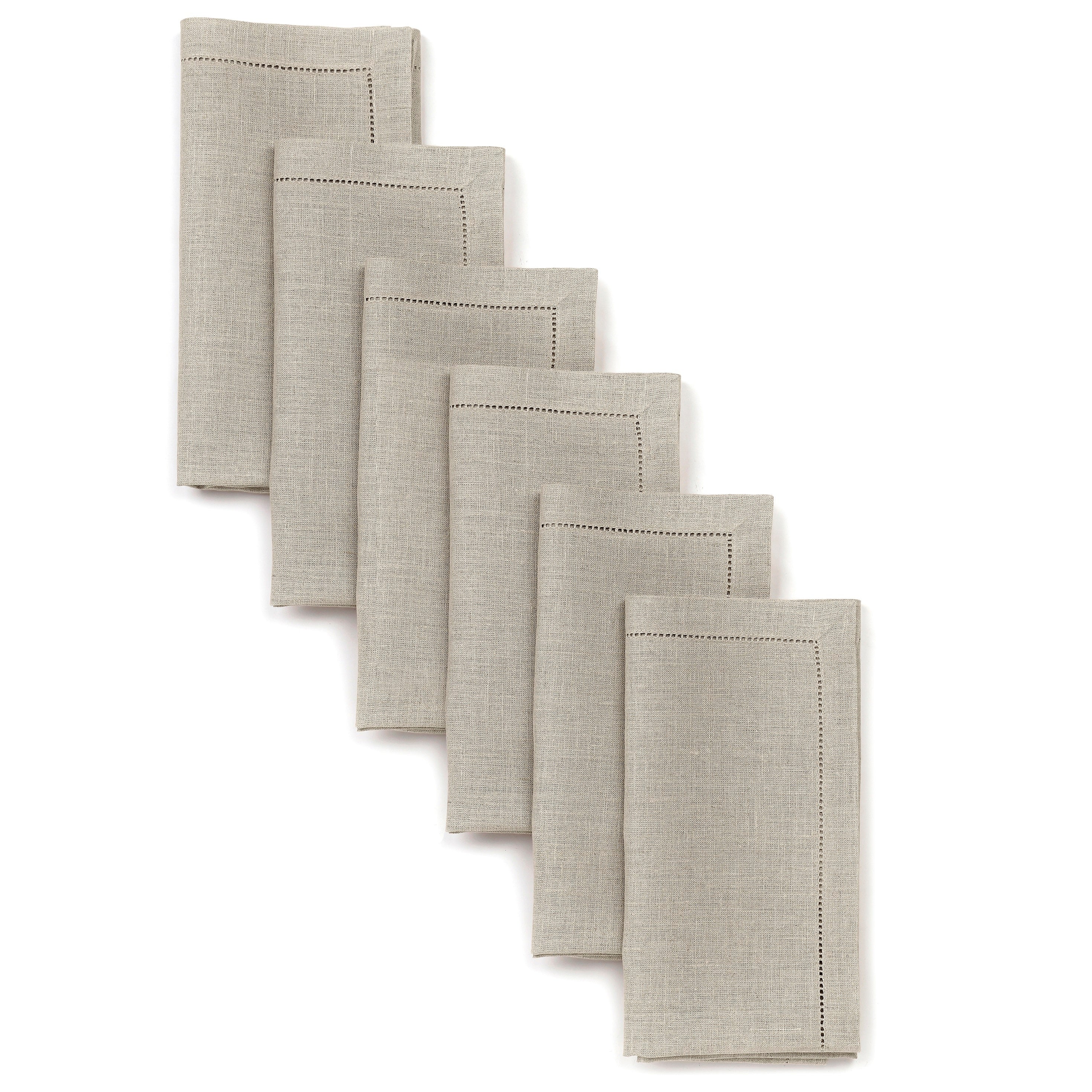 Natural Linen Napkins, Hemstitch, 20 x 20 inch, 6 pcs