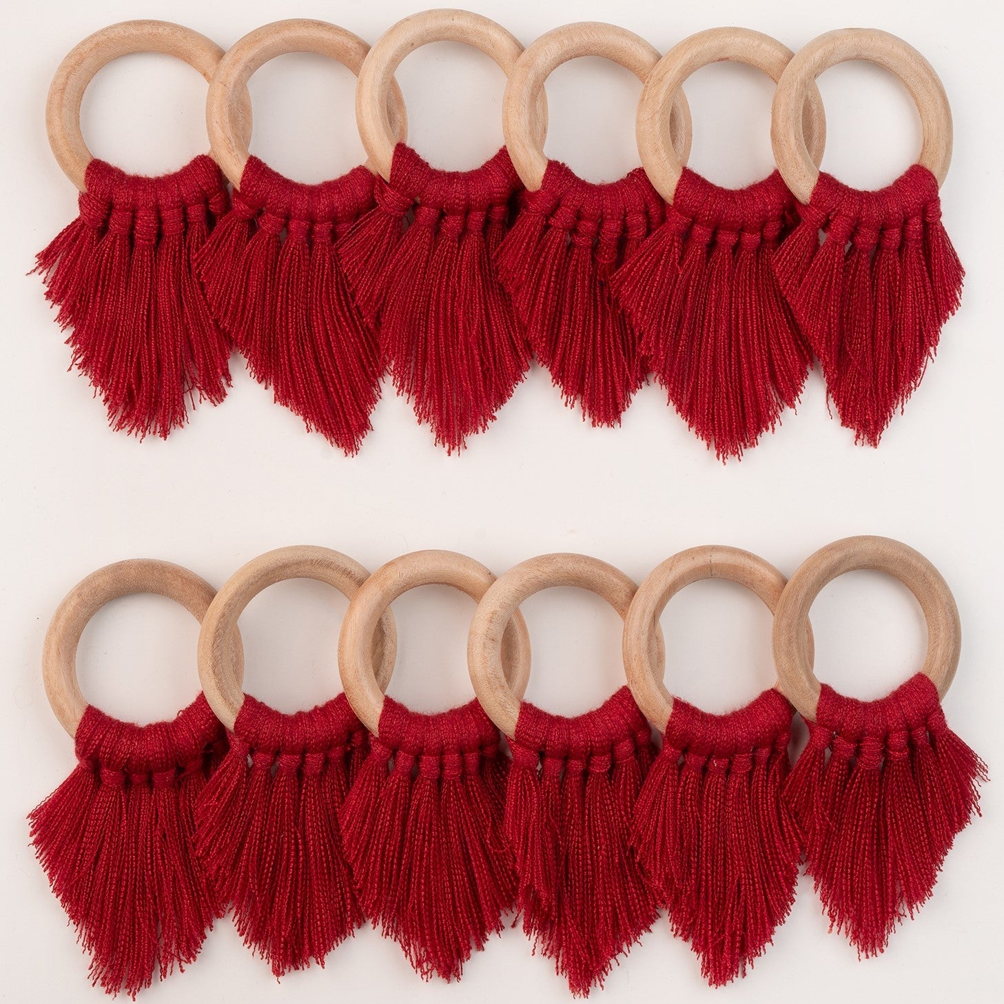 Red Napkin Rings With Fringe