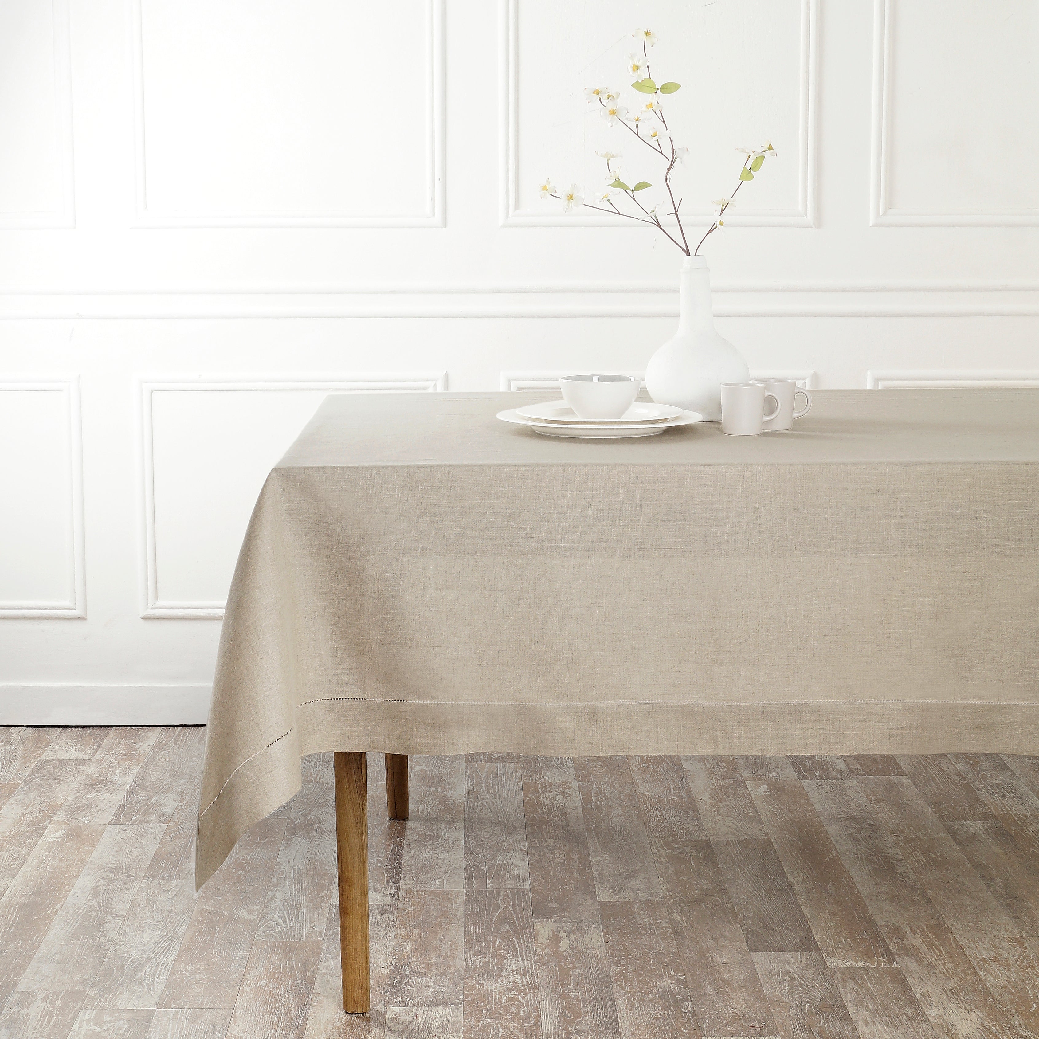 Natural Linen Tablecloth, Hemstitch