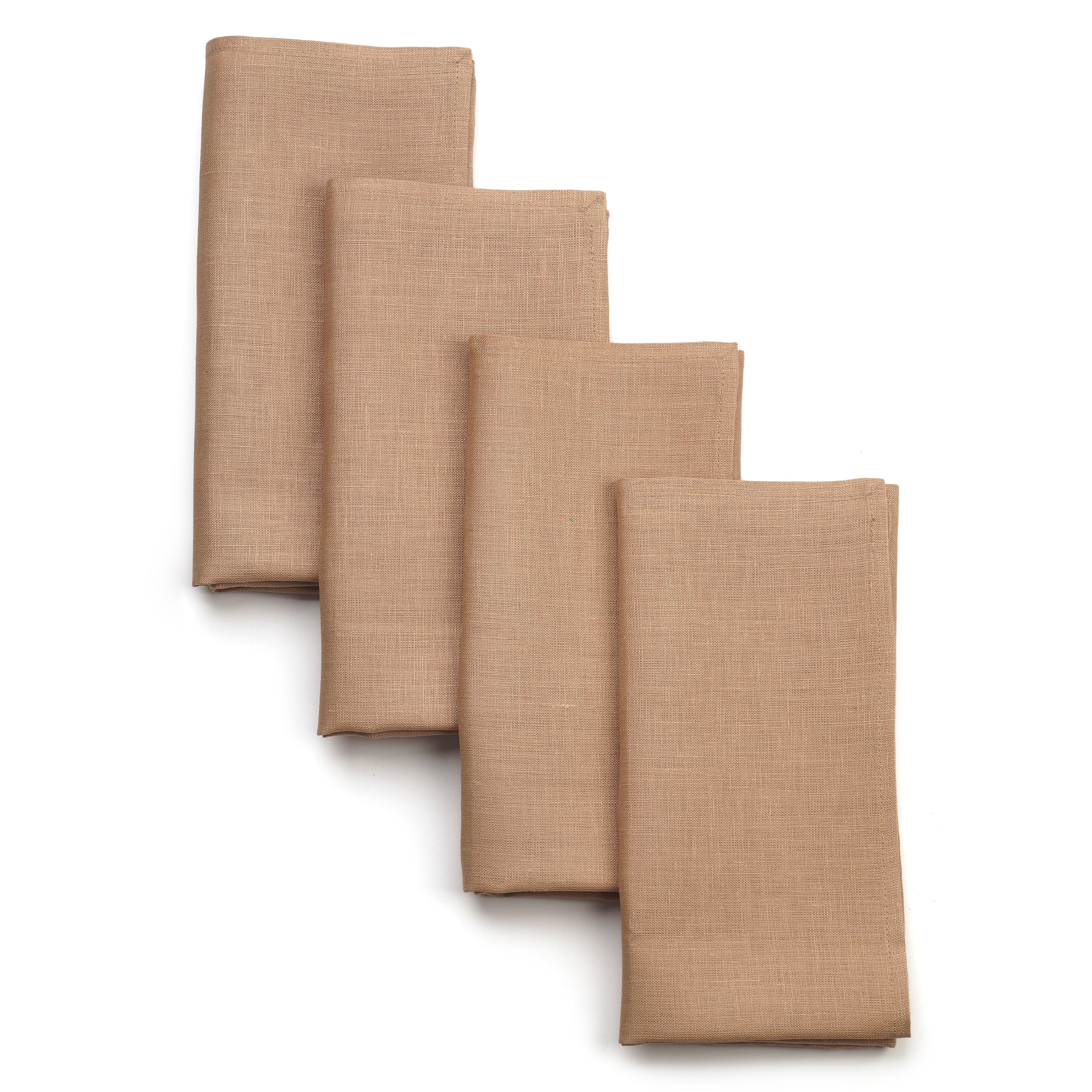 Champagne Beige Linen Napkins, Hemmed, 18 x 18 inch, 4 pcs