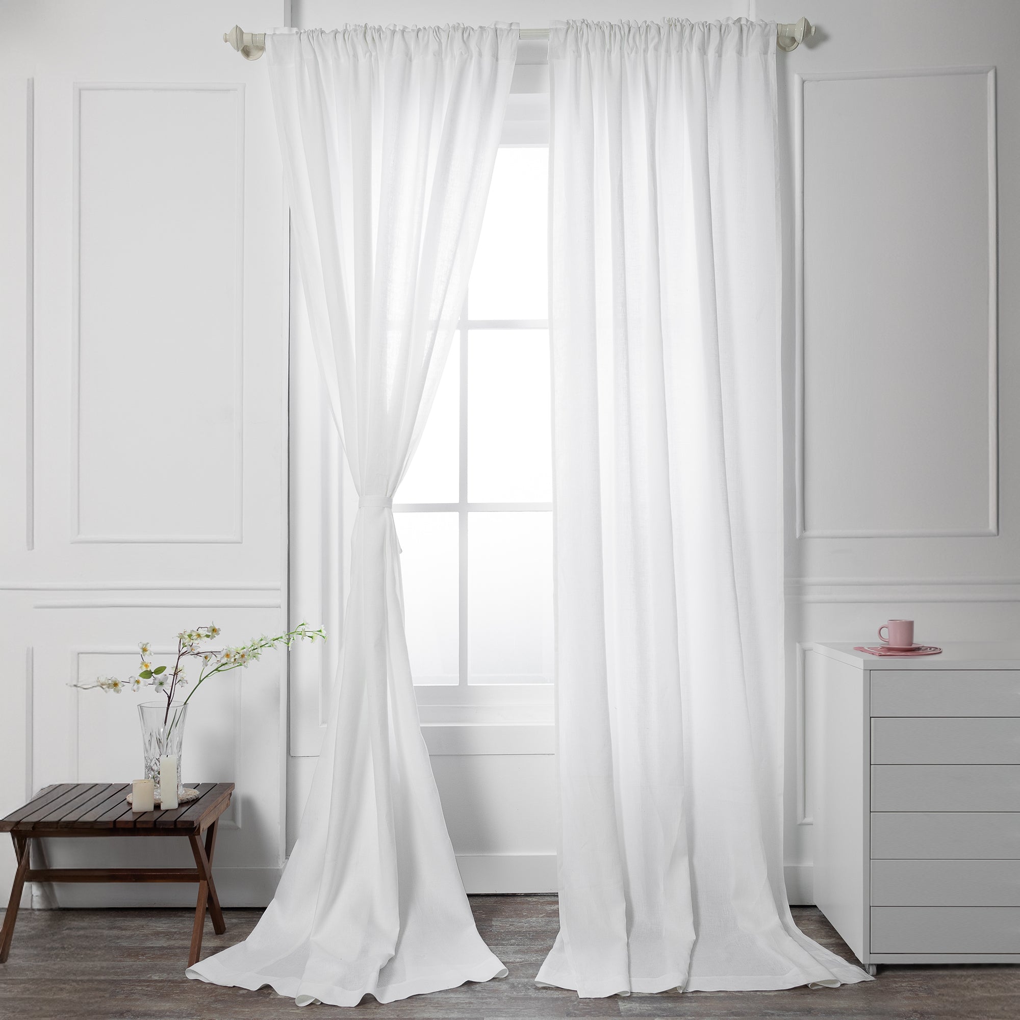 White Linen Curtain | Set of 2