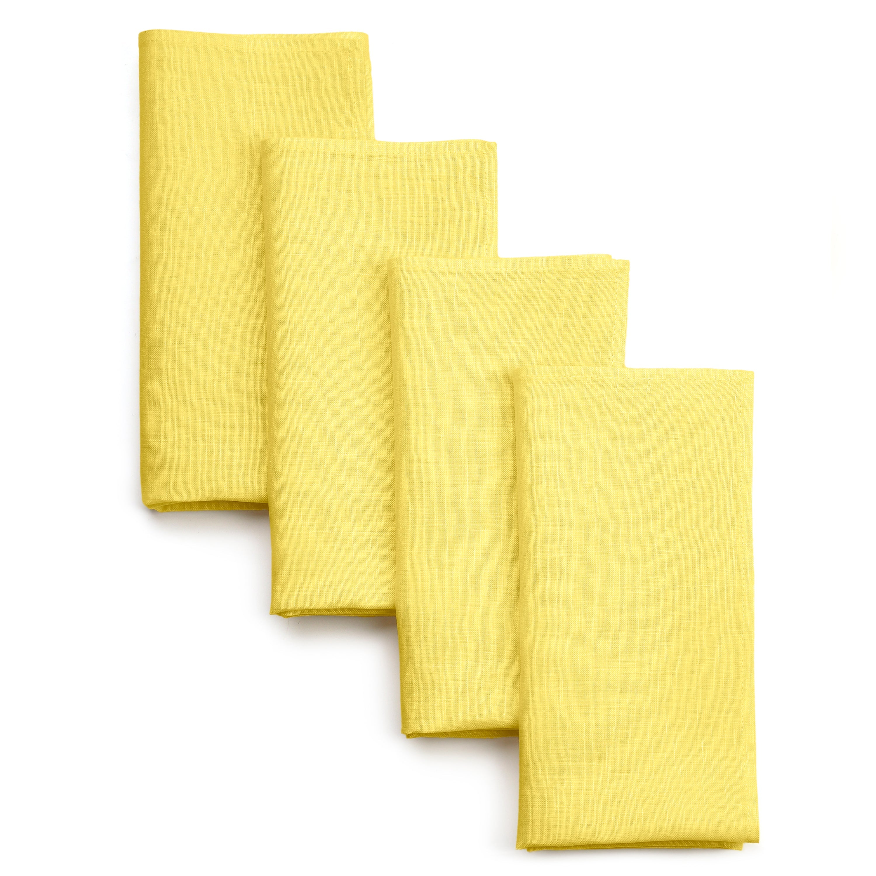 Lemon Yellow Linen Napkins, Hemmed, 18 x 18 inch, 4 pcs