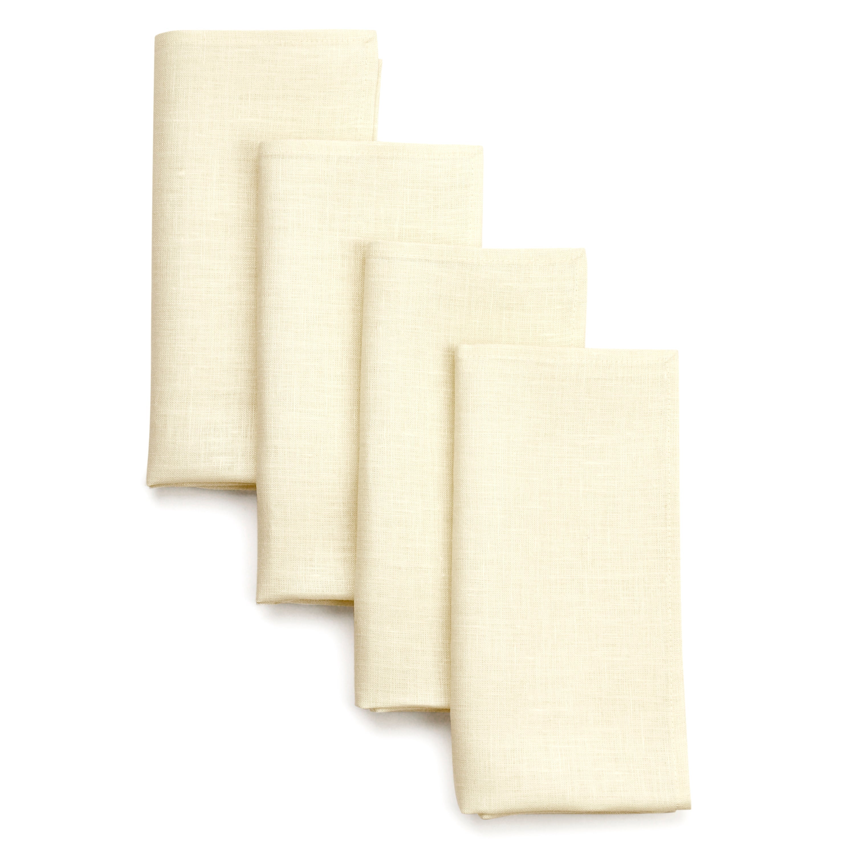 Cream Linen Napkins, Hemmed, 18 x 18 inch, 4 pcs