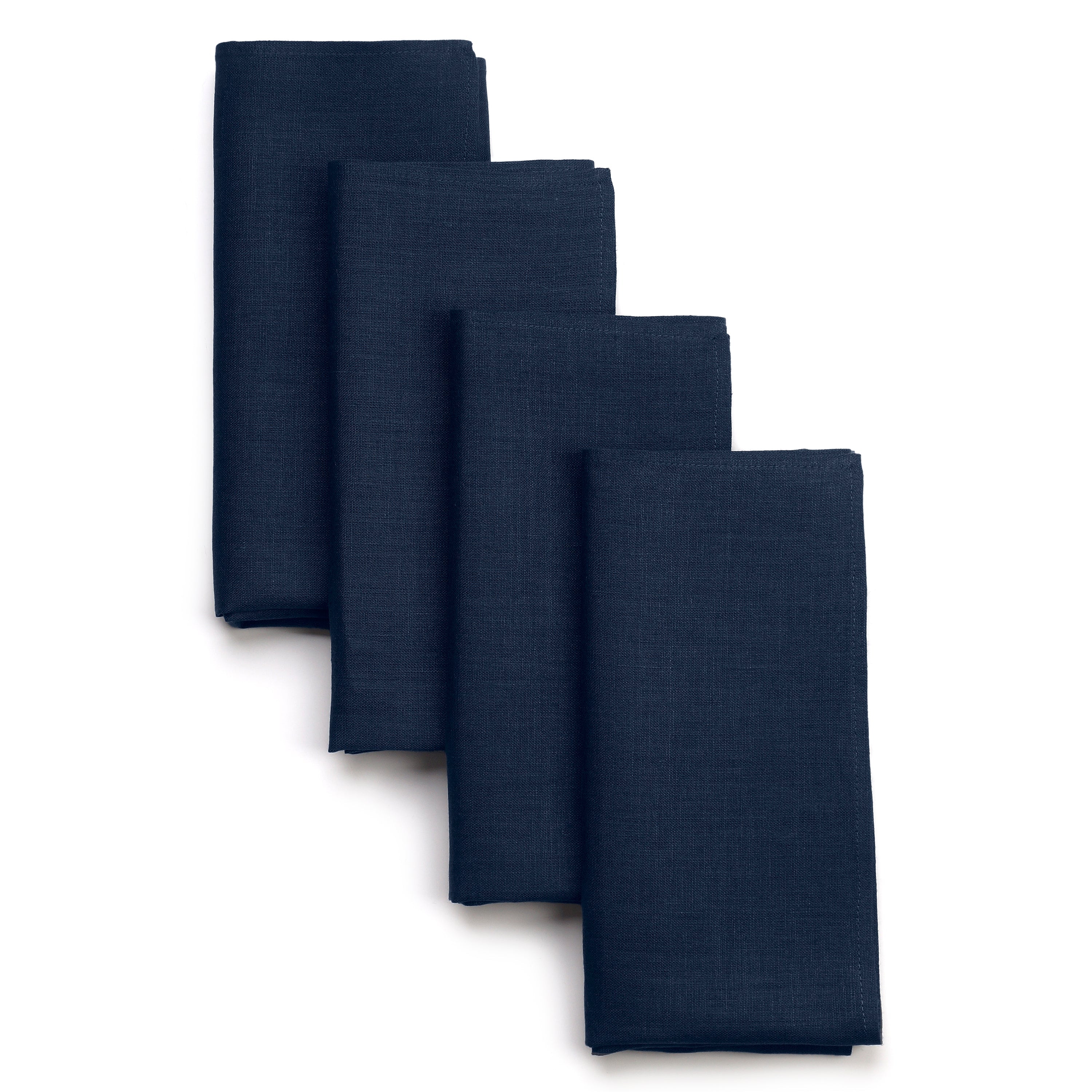 Navy Blue Linen Napkins, Hemmed, 18 x 18 inch, 4 pcs