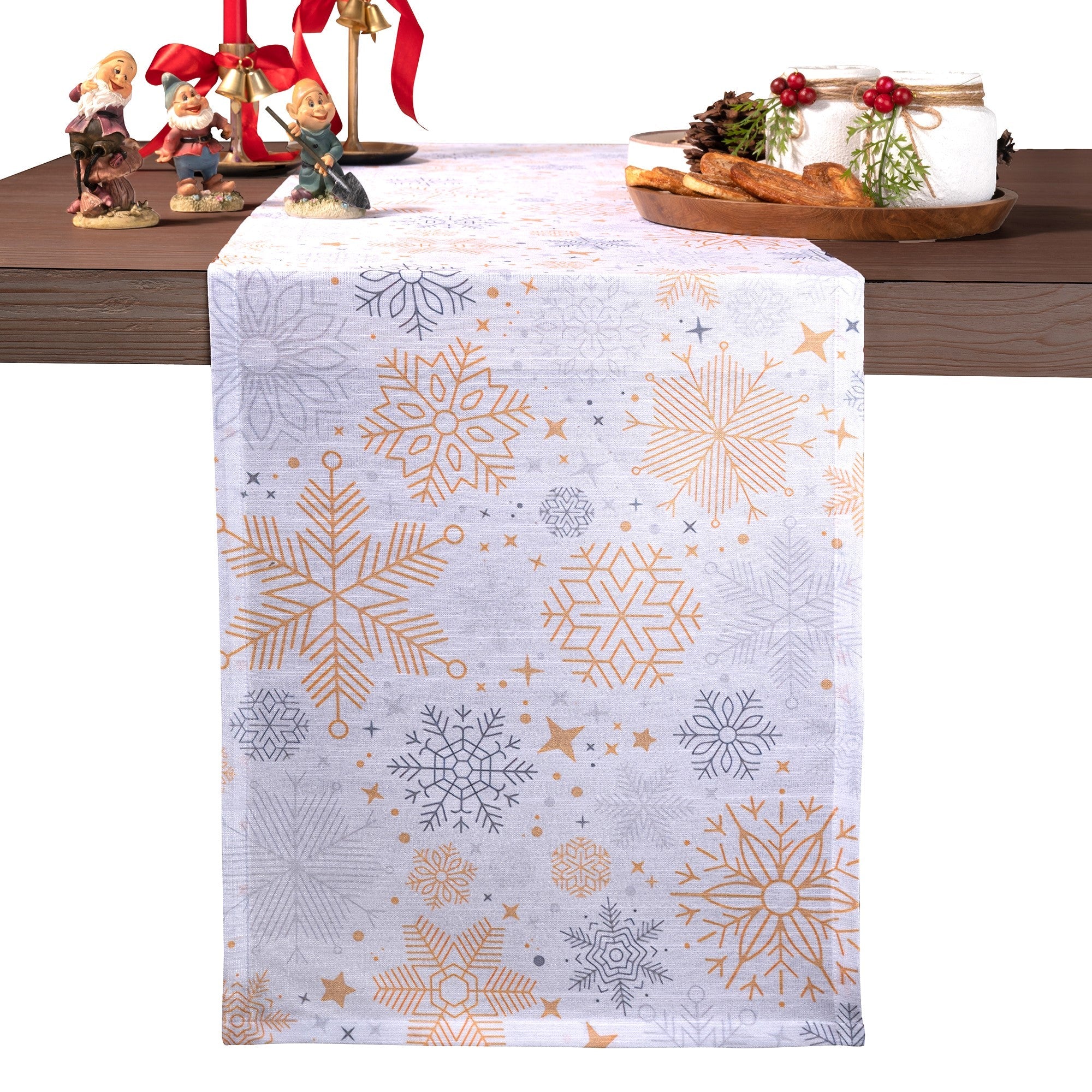 Snowflake Vegan Silk Table Runner - Christmas Print