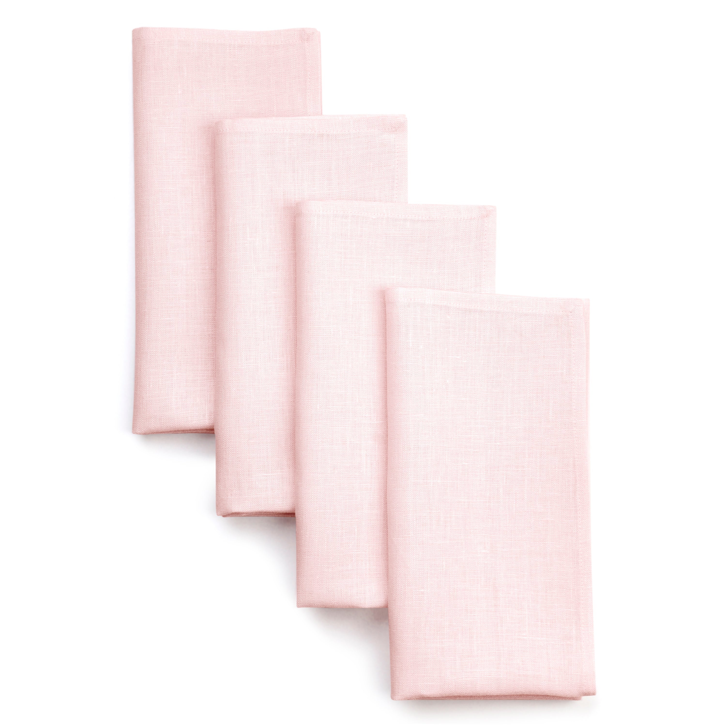 Pastel Pink Linen Napkins, Hemmed, 18 x 18 inch, 4 pcs