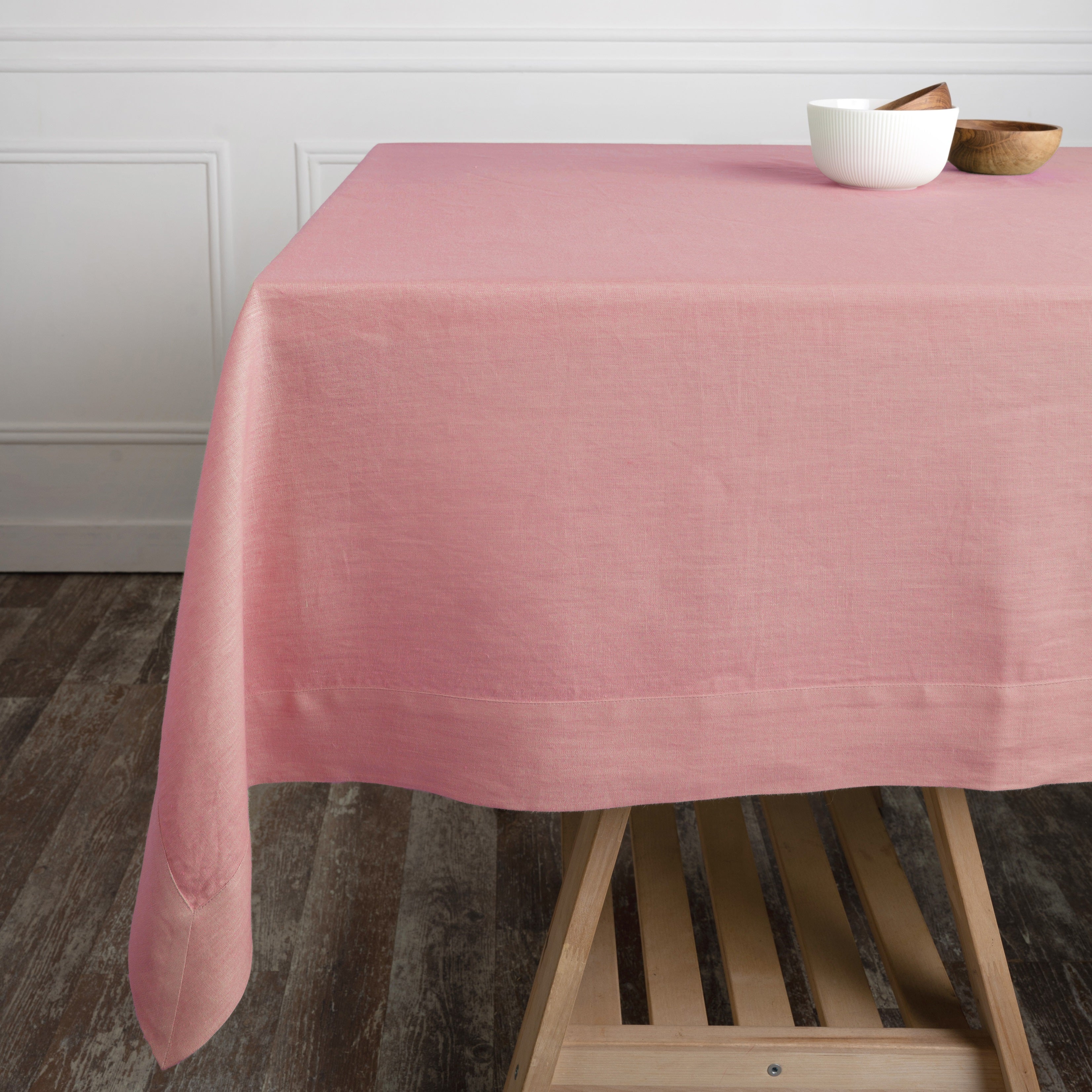 Dusty Pink Linen Tablecloth, Hemmed