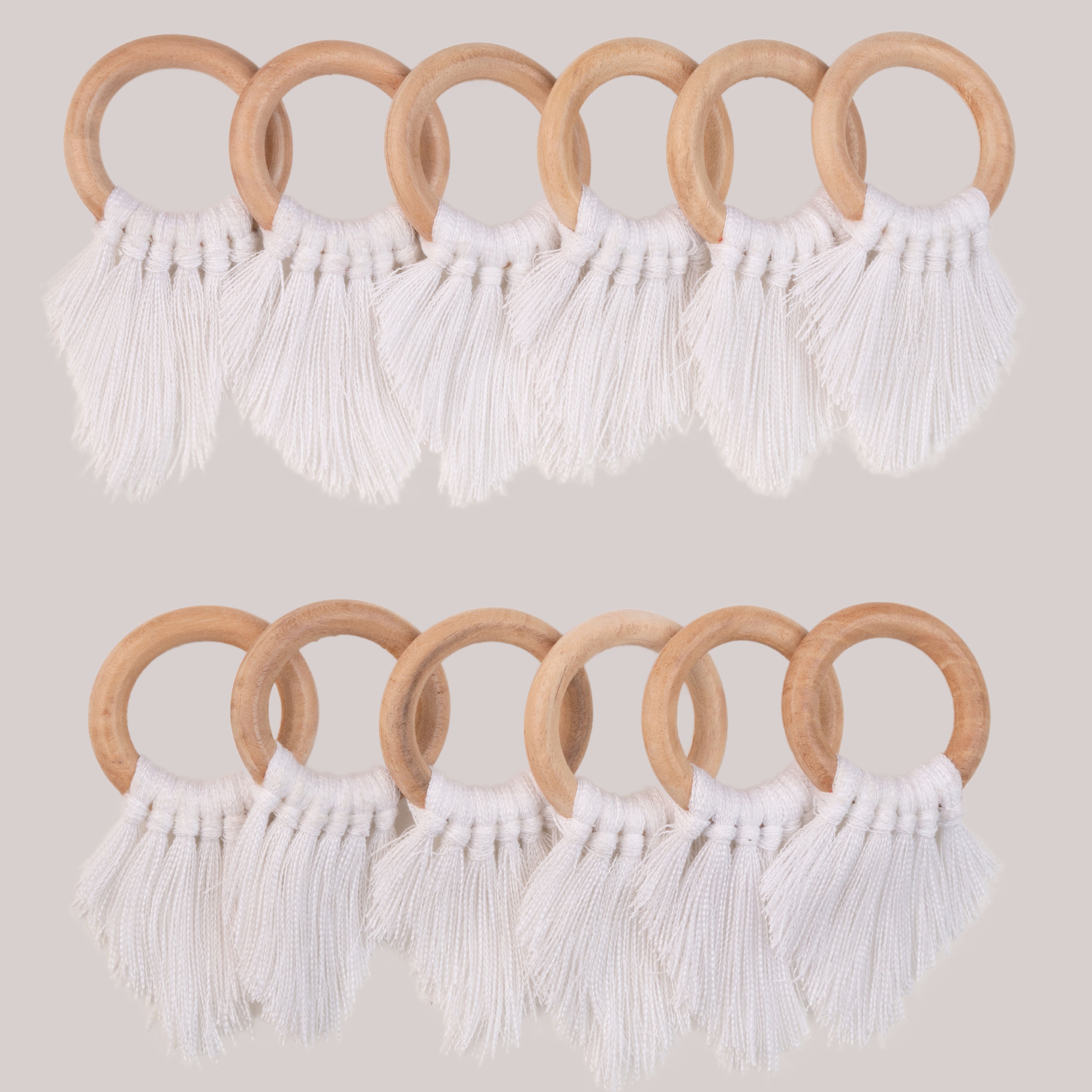 White Napkin Rings With Fringe