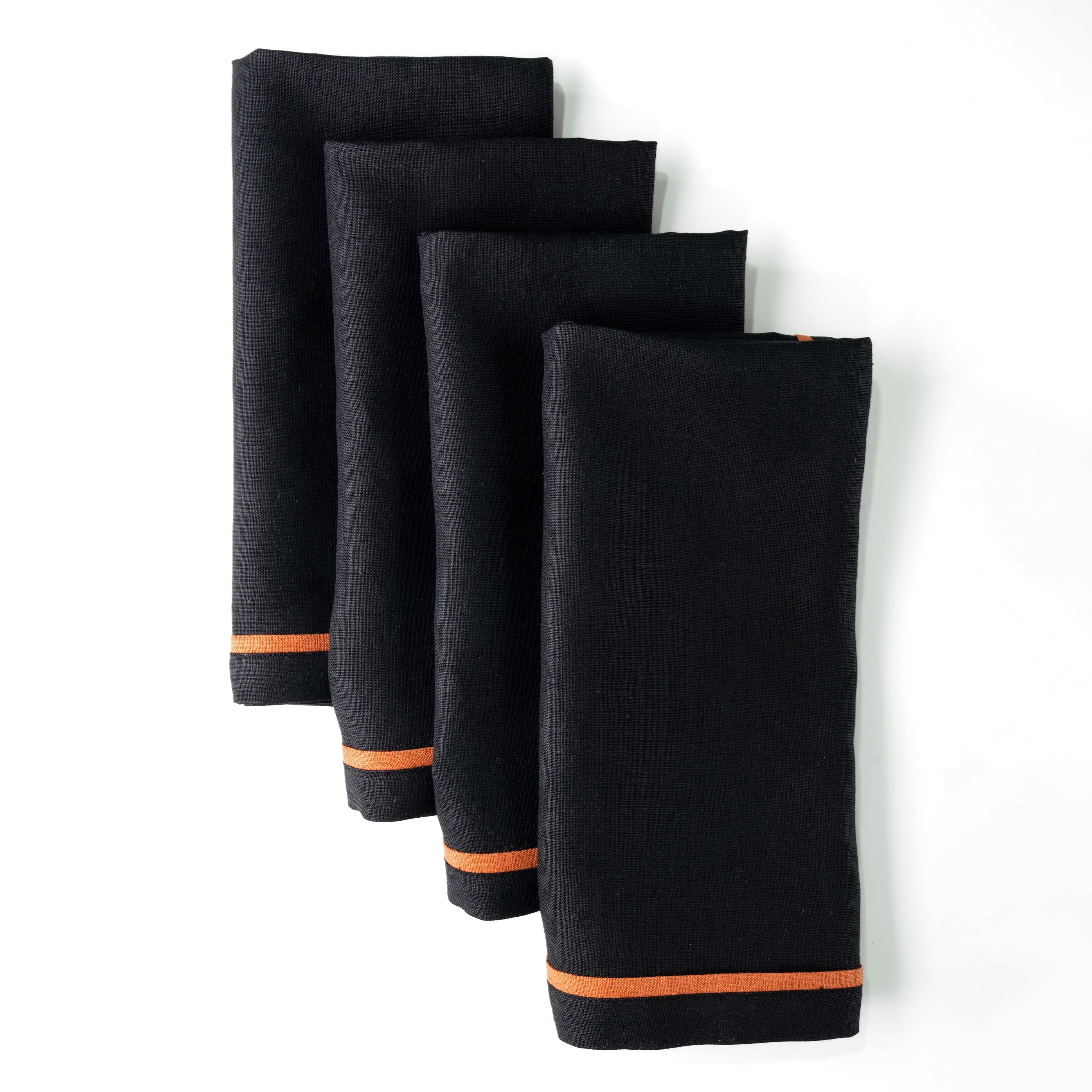 Black and Rust Linen Napkins, Reversible, 20 x 20 inch, 4 pcs