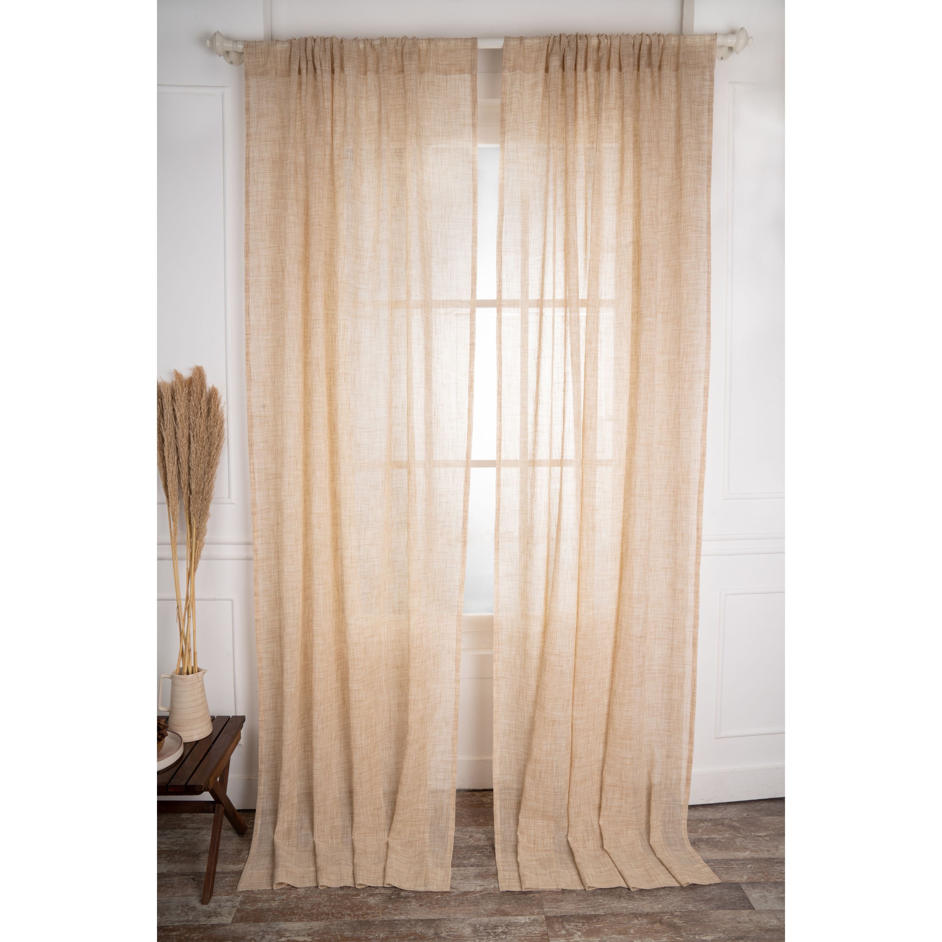 Ivory Beige Faux Jute Curtain