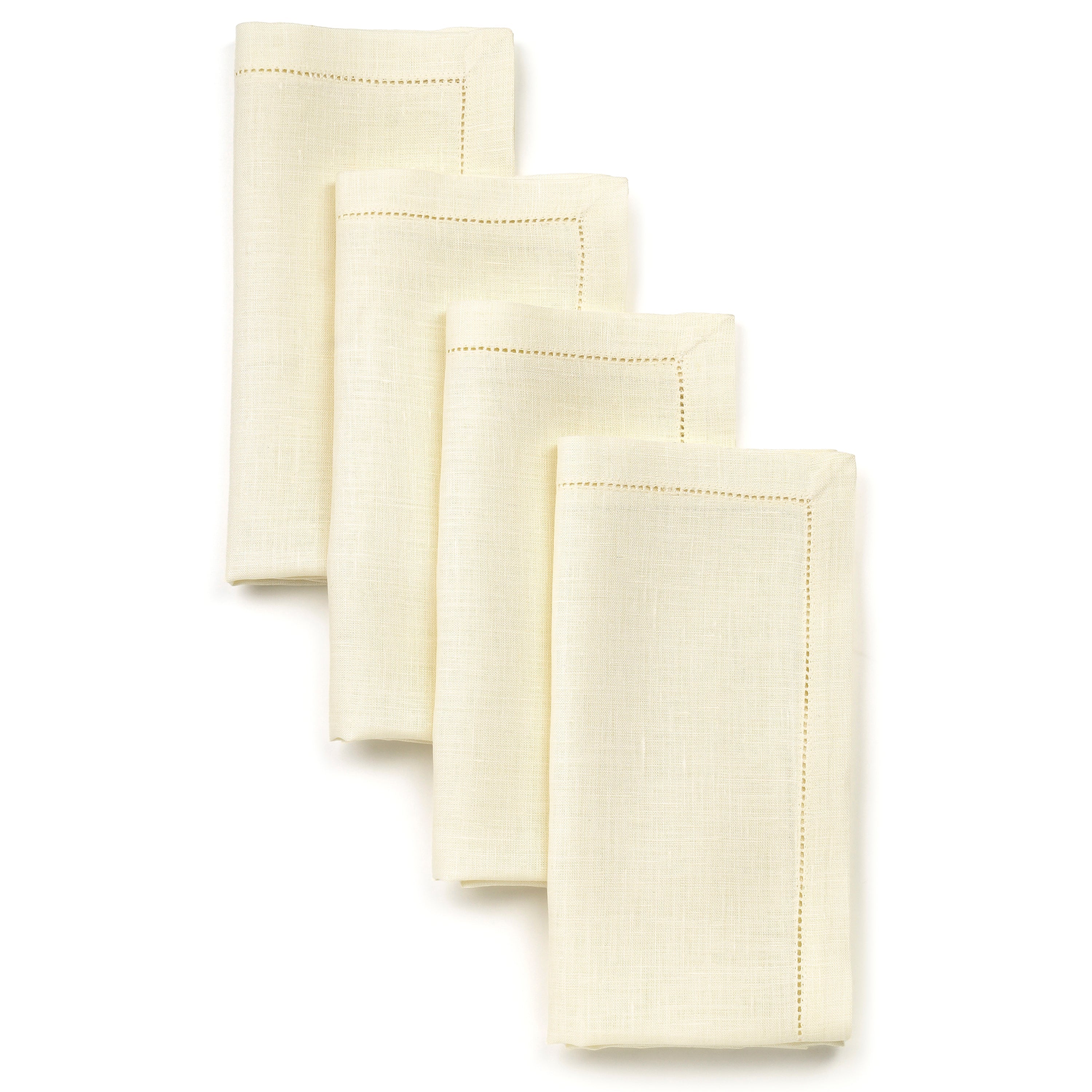 Cream Linen Napkins, Hemstitch, 20 x 20 inch, 4 pcs