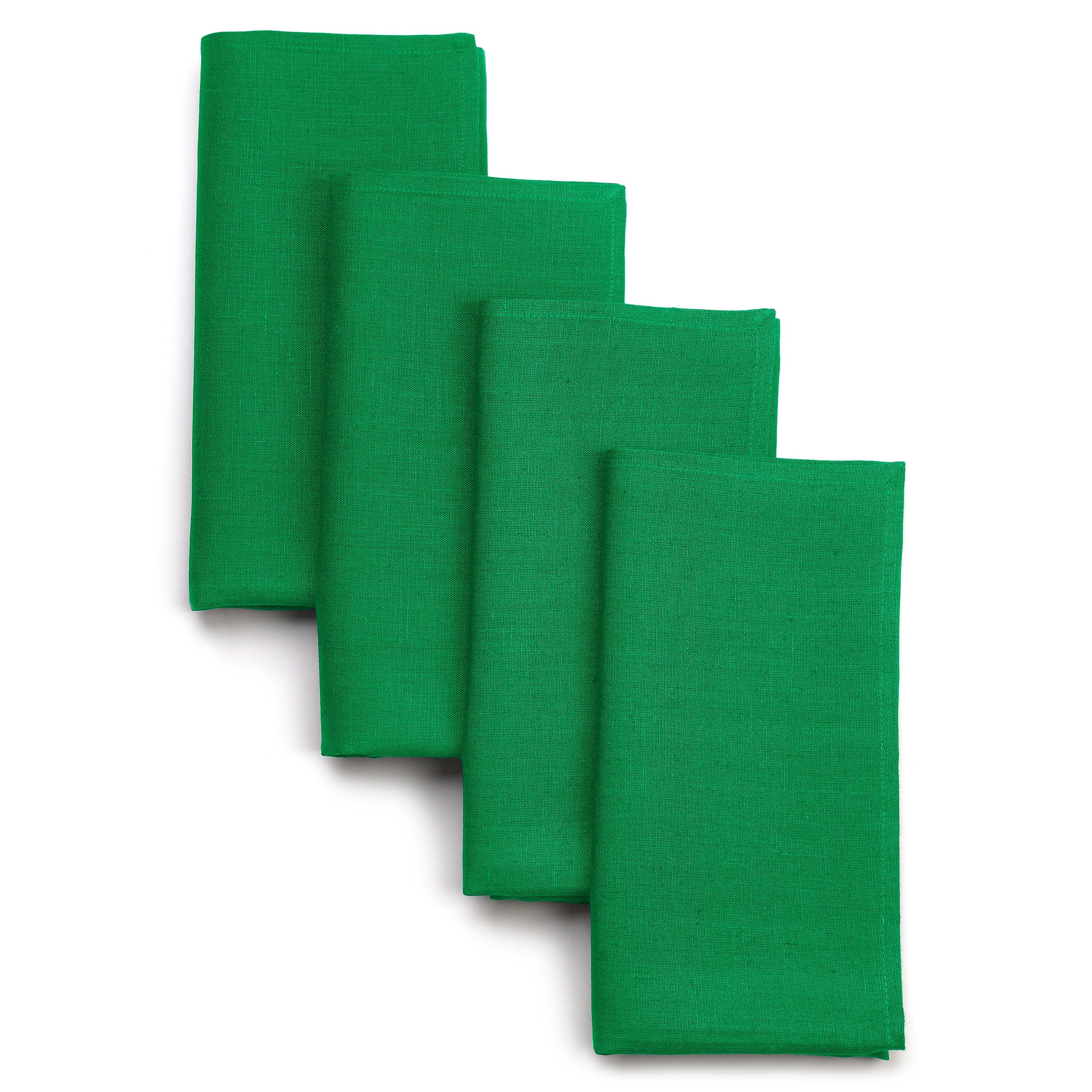 Kelly Green Linen Dinner Napkins 17 x 17 Inch Set of 4 - Hemmed