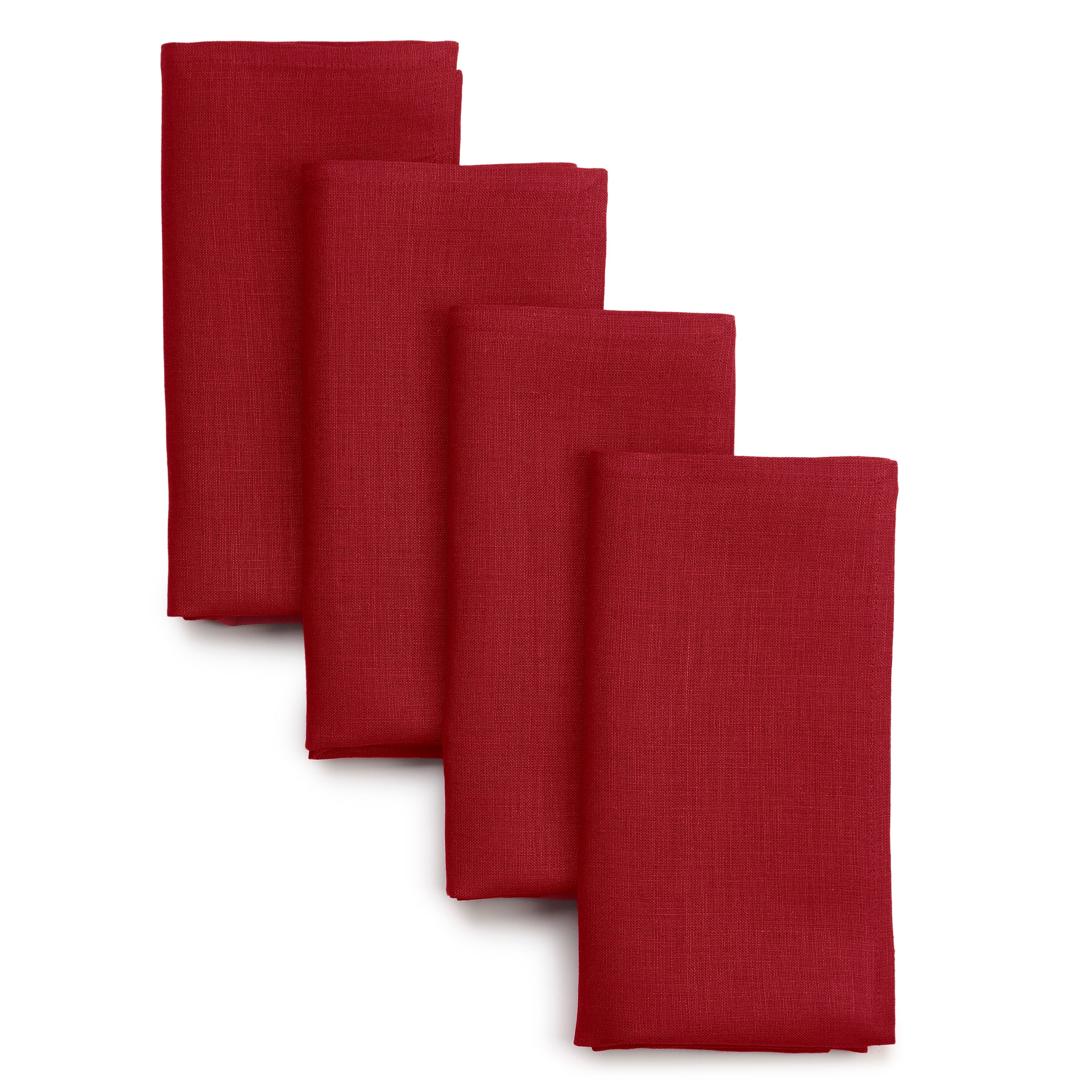 Red Linen Napkins, Hemmed, 18 x 18 inch, 4 pcs