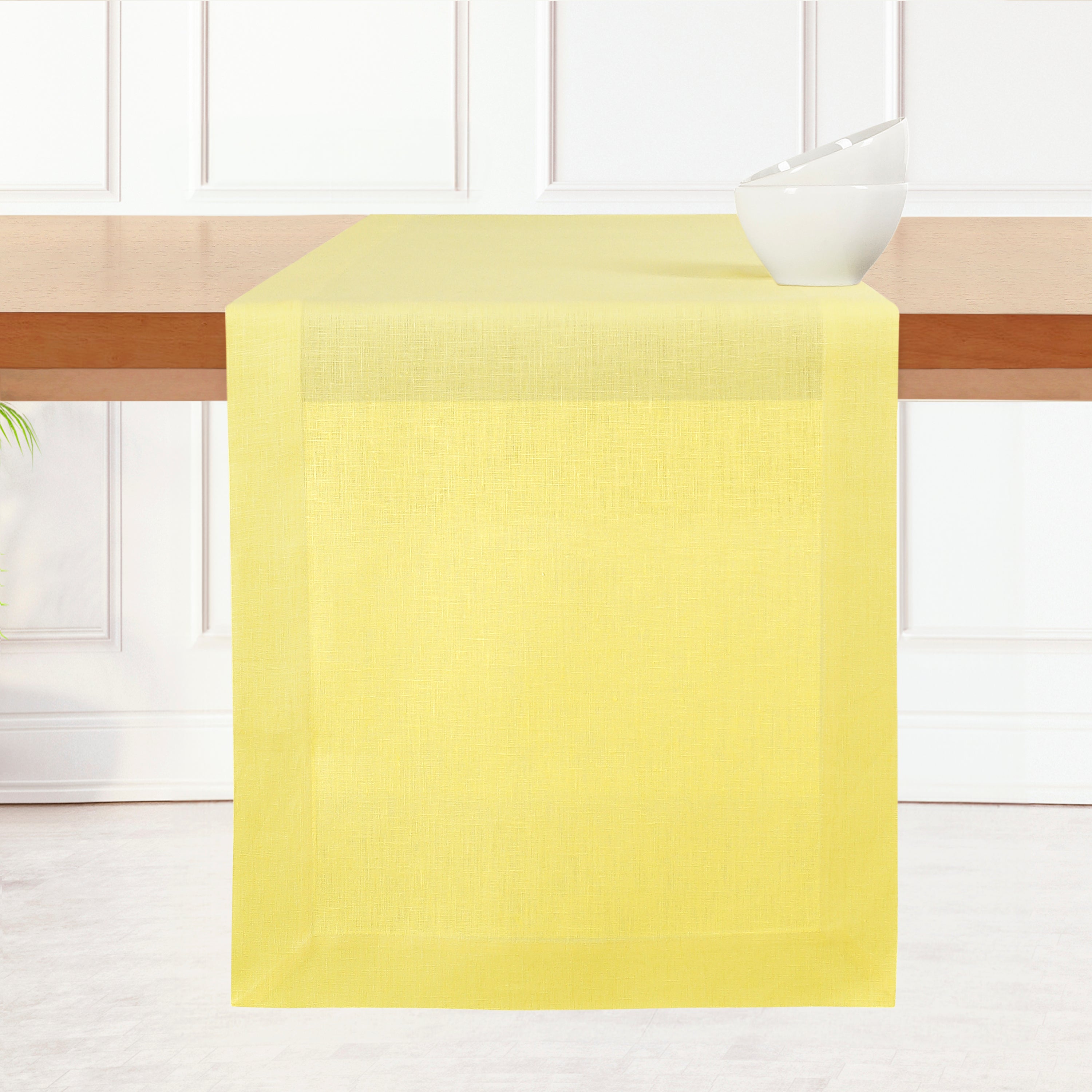 Lemon Yellow Linen Table Runner, Hemmed