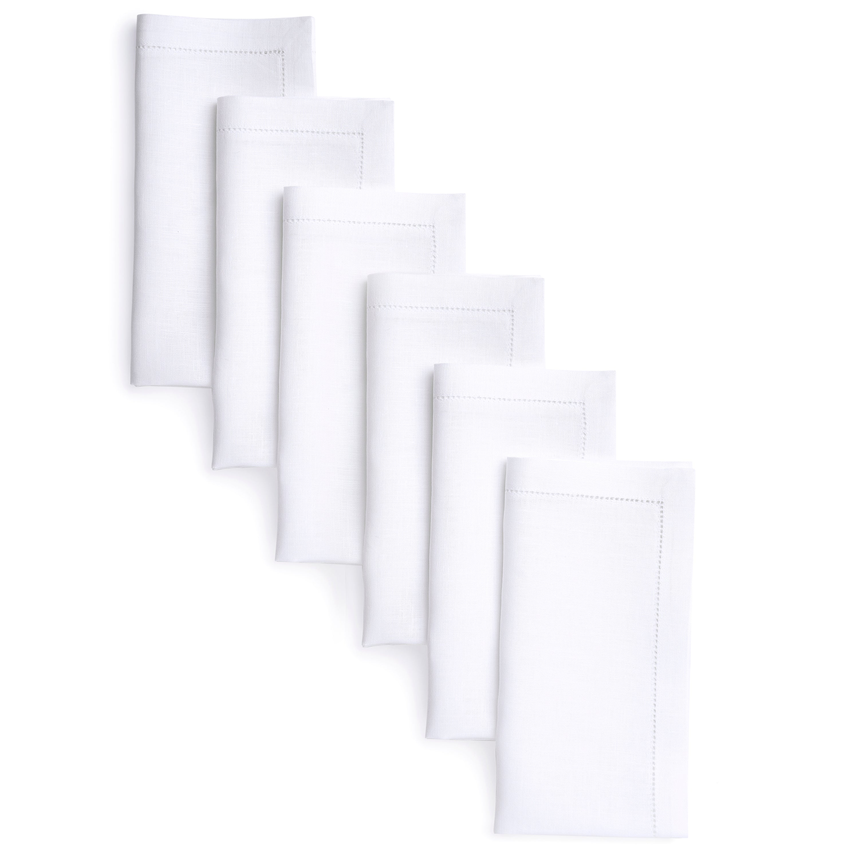 White Linen Napkins, Hemstitch, 20 x 20 inch, 6 pcs