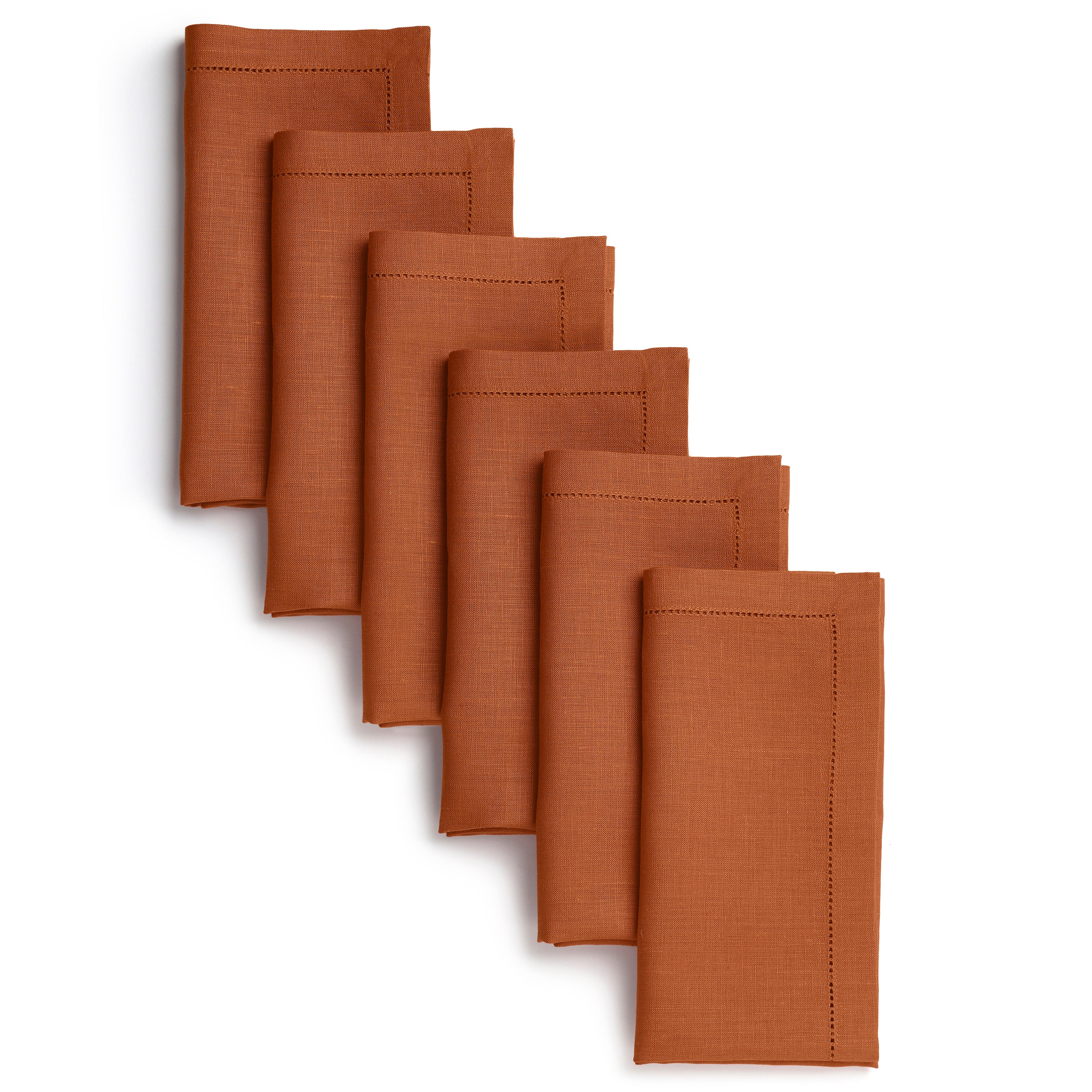 Rust Linen Napkins, Hemstitch, 20 x 20 inch, 6 pcs