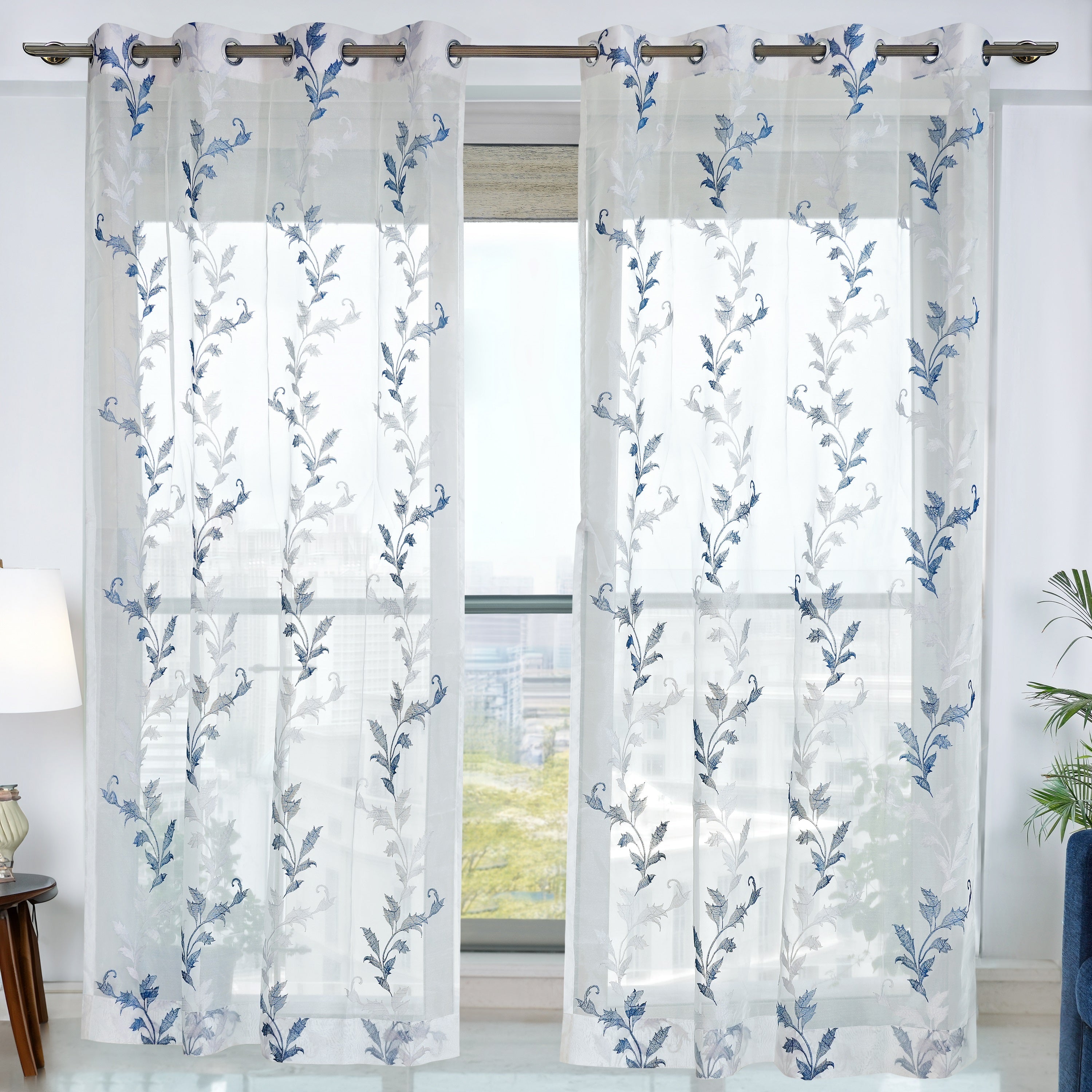 Etereo Herald Ivy, Silver & Blue, Sheer, 1 panel