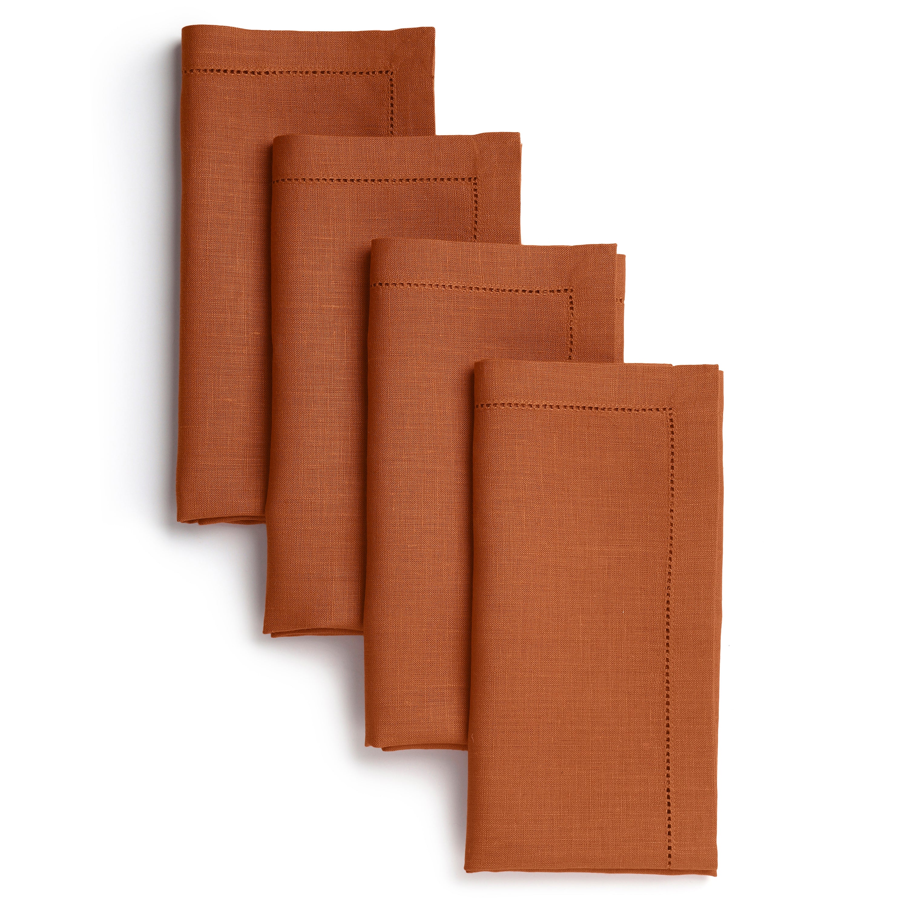 Rust Linen Napkins, Hemstitch, 20 x 20 inch, 4 pcs