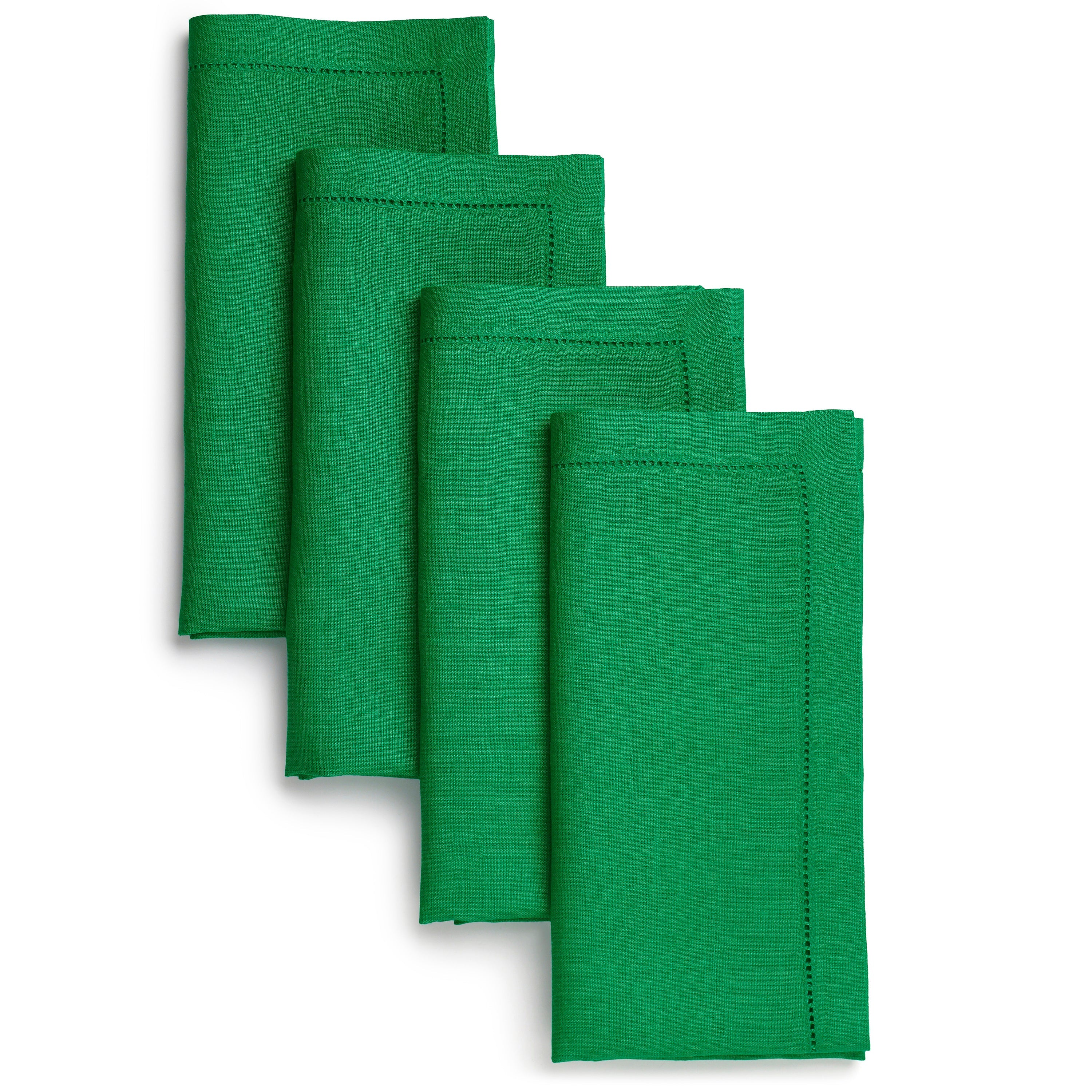 Kelly Green Linen Napkins, Hemstitch, 20 x 20 inch, 4 pcs