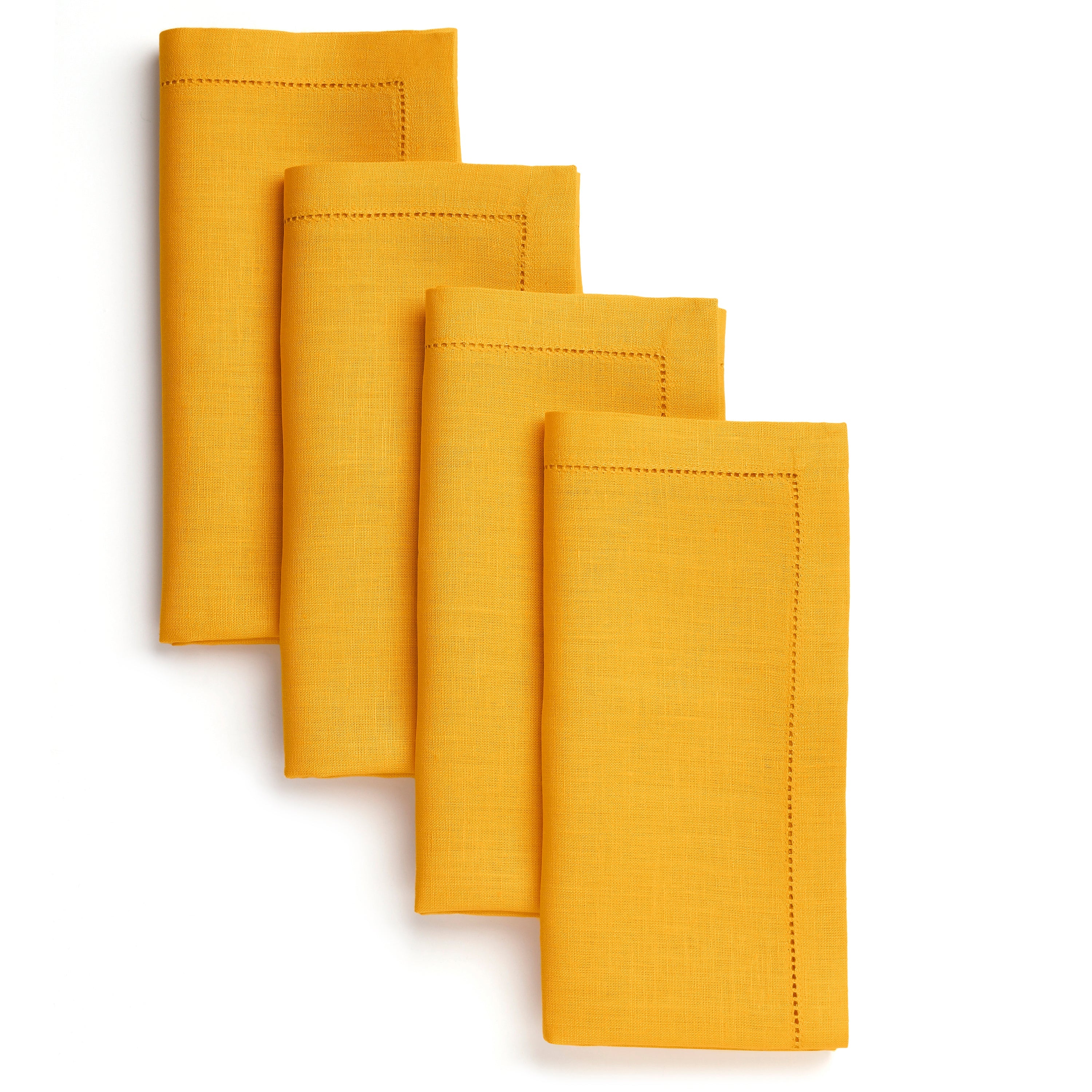 Sunflower Yellow Linen Napkins, Hemstitch, 20 x 20 inch, 4 pcs