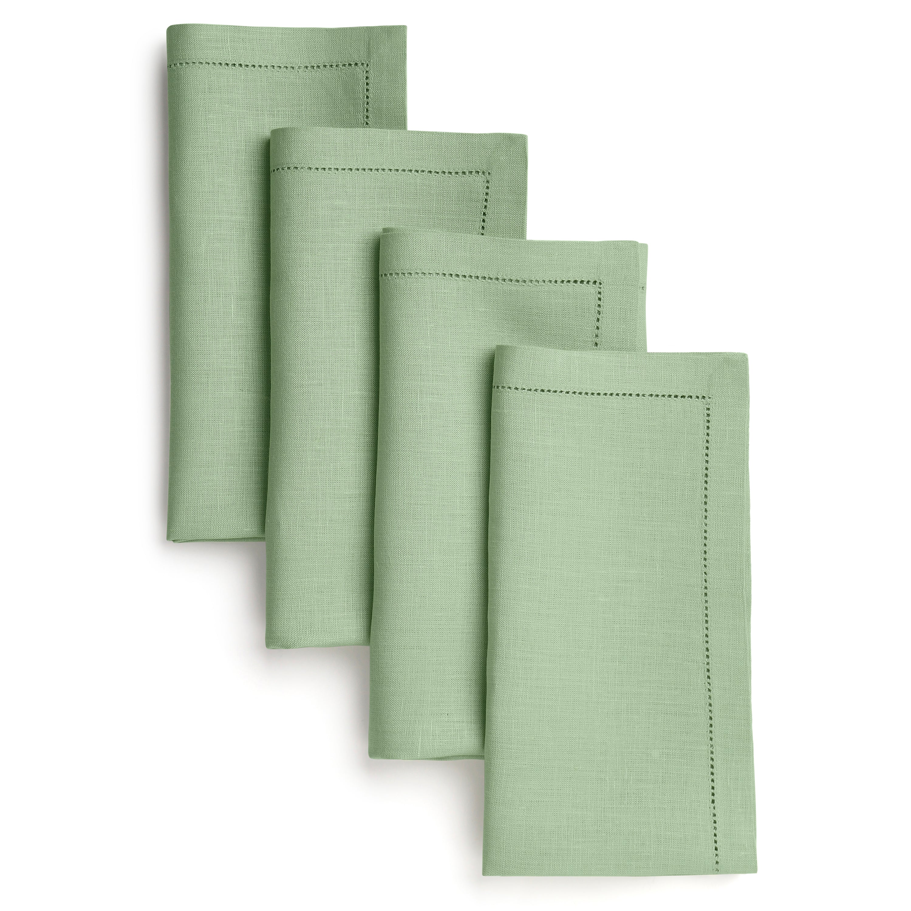 Sage Green Linen Napkins, Hemstitch, 20 x 20 inch, 4 pcs