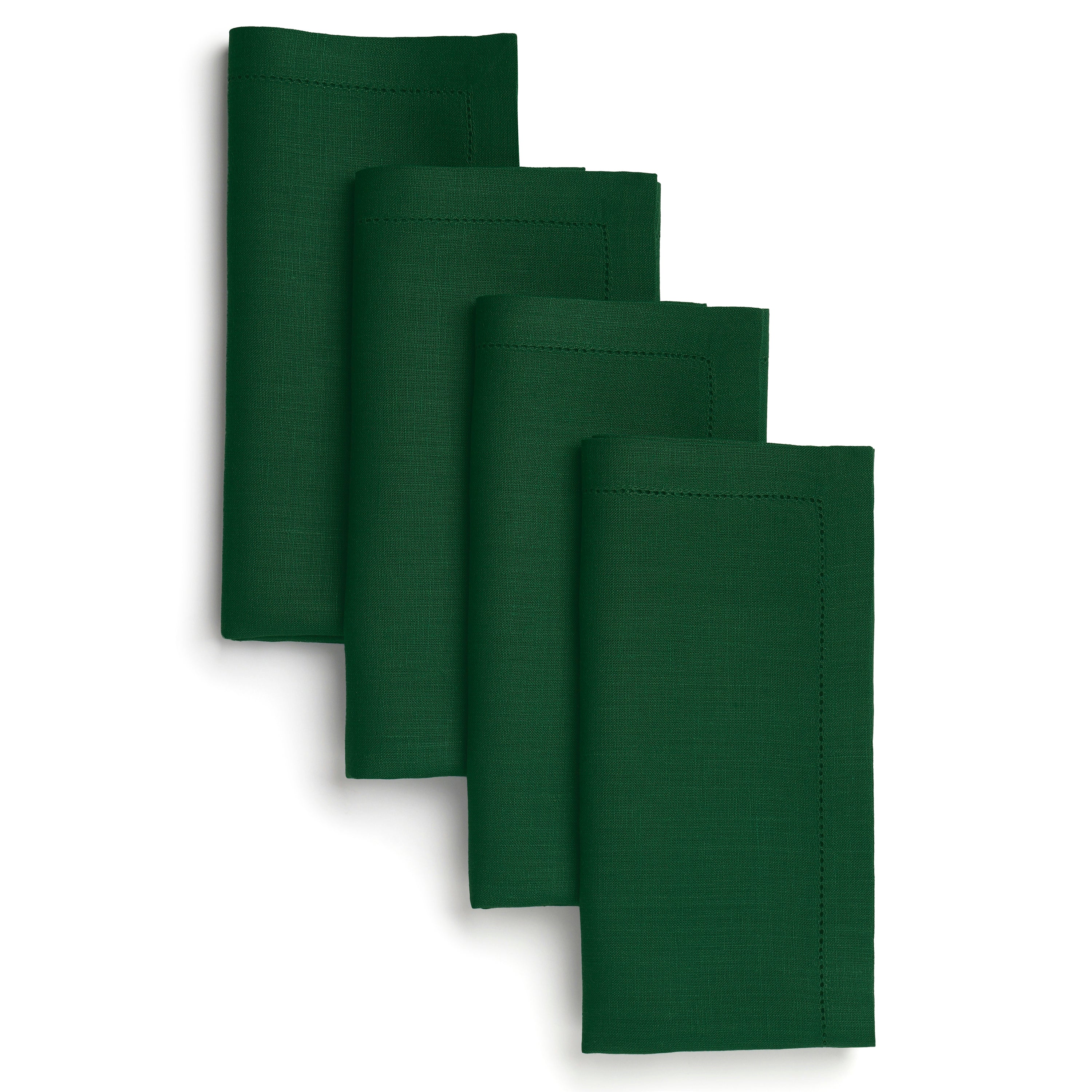 Forest Green Linen Napkins, Hemstitch, 20 x 20 inch, 4 pcs