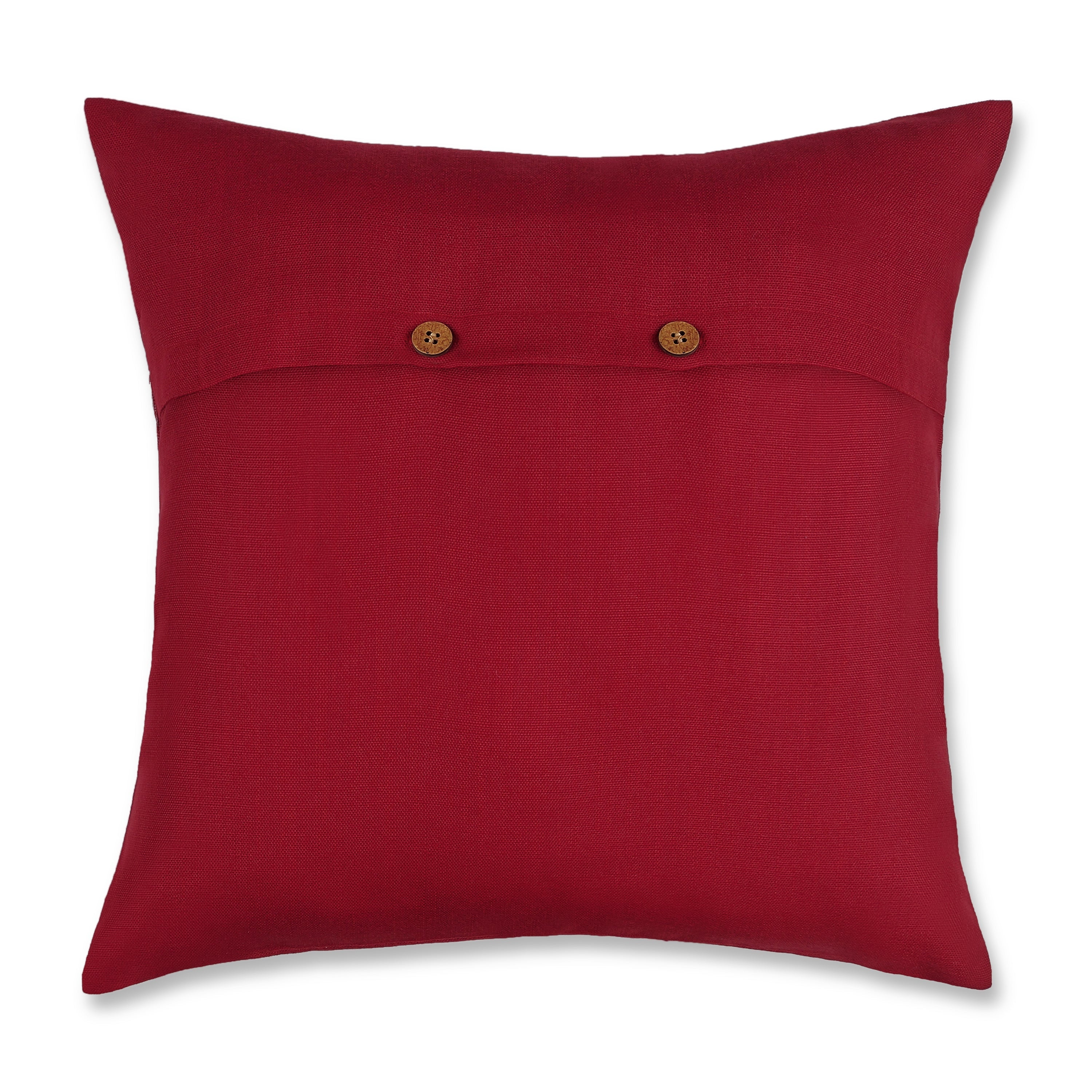 Bohemian Central Fringe Pillow Cover - Red