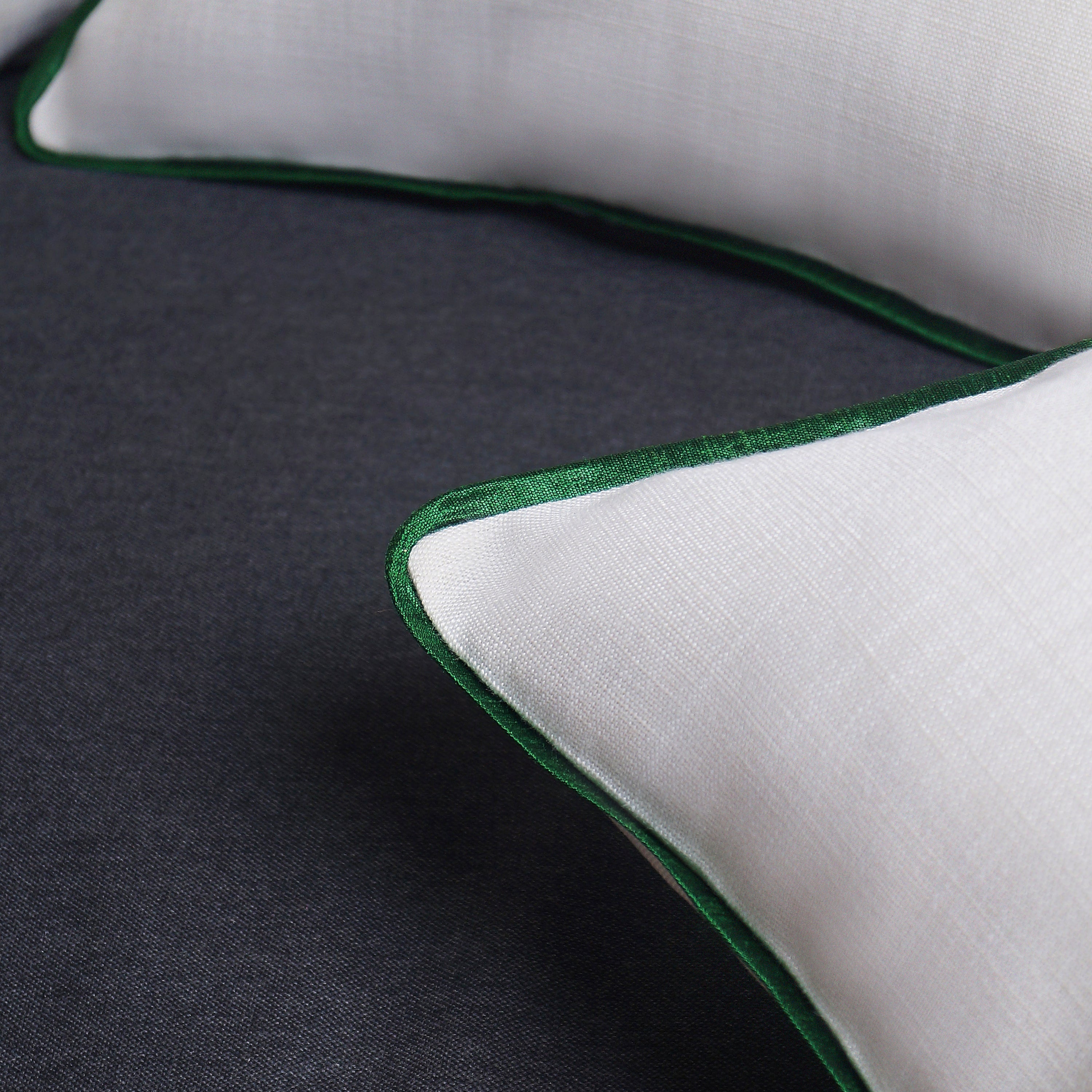 Marrow Edge Pillow Cover - White and Emerald Green