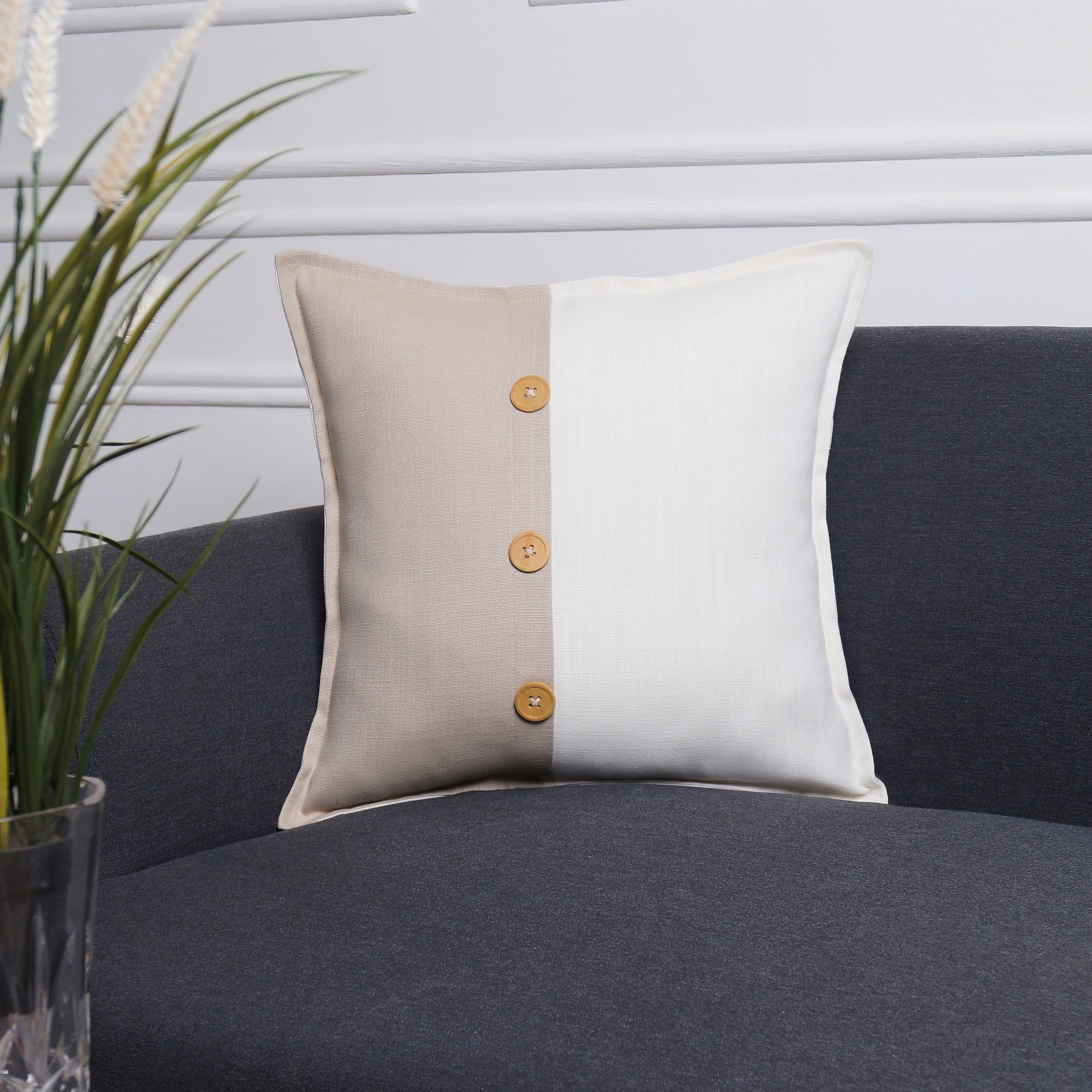 Yin Yang Pillow Cover - White and Natural