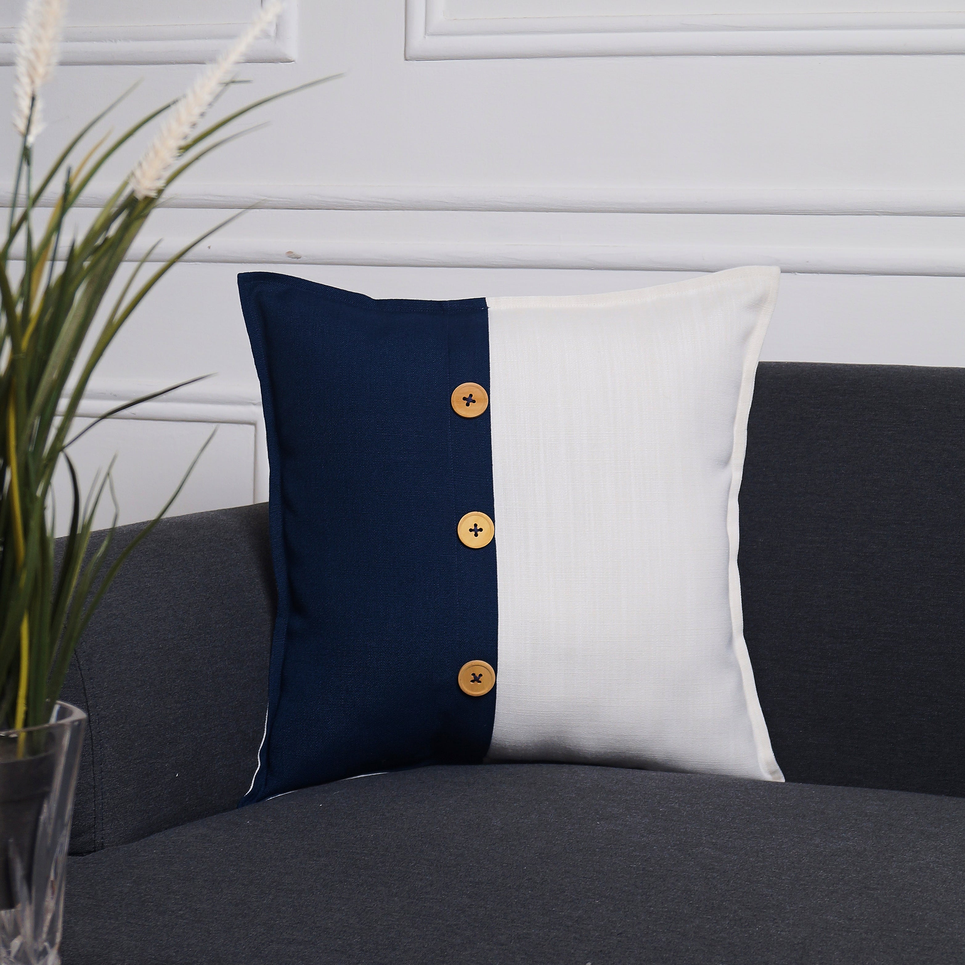 Yin Yang Pillow Cover - White and Navy Blue