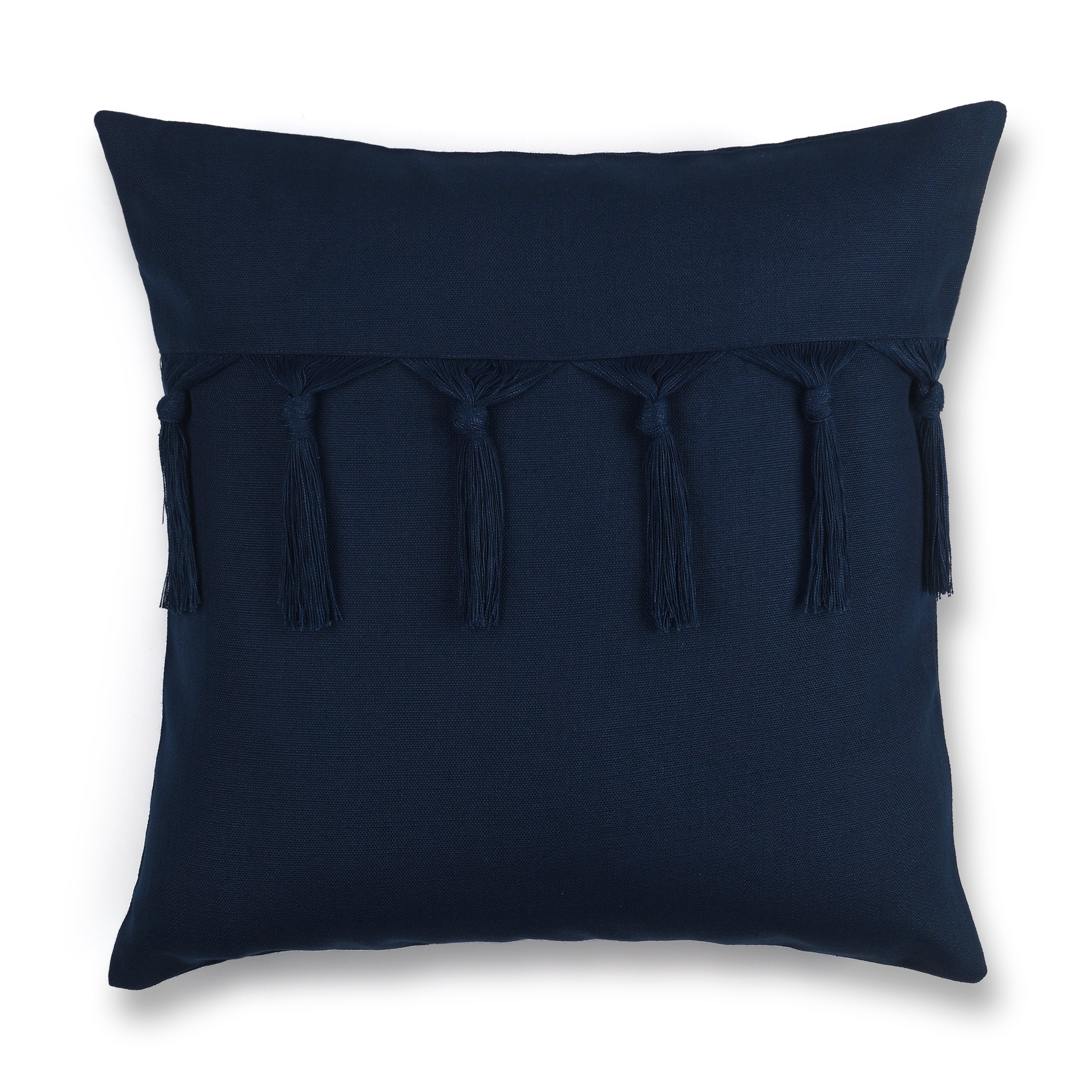 Bohemian Tassel Pillow Cover - Navy Blue