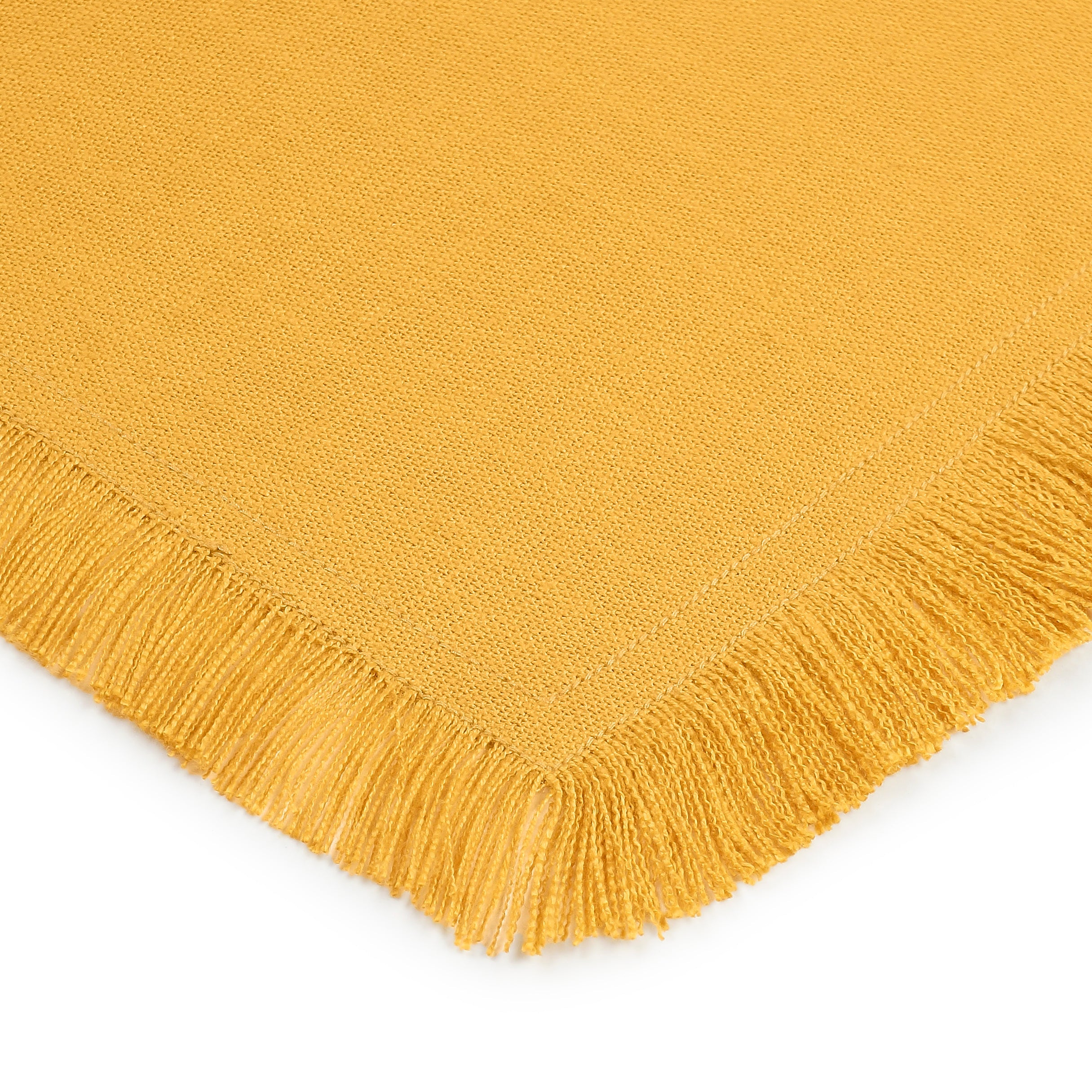 Bohemian Fringe Pillow Cover - Mustard