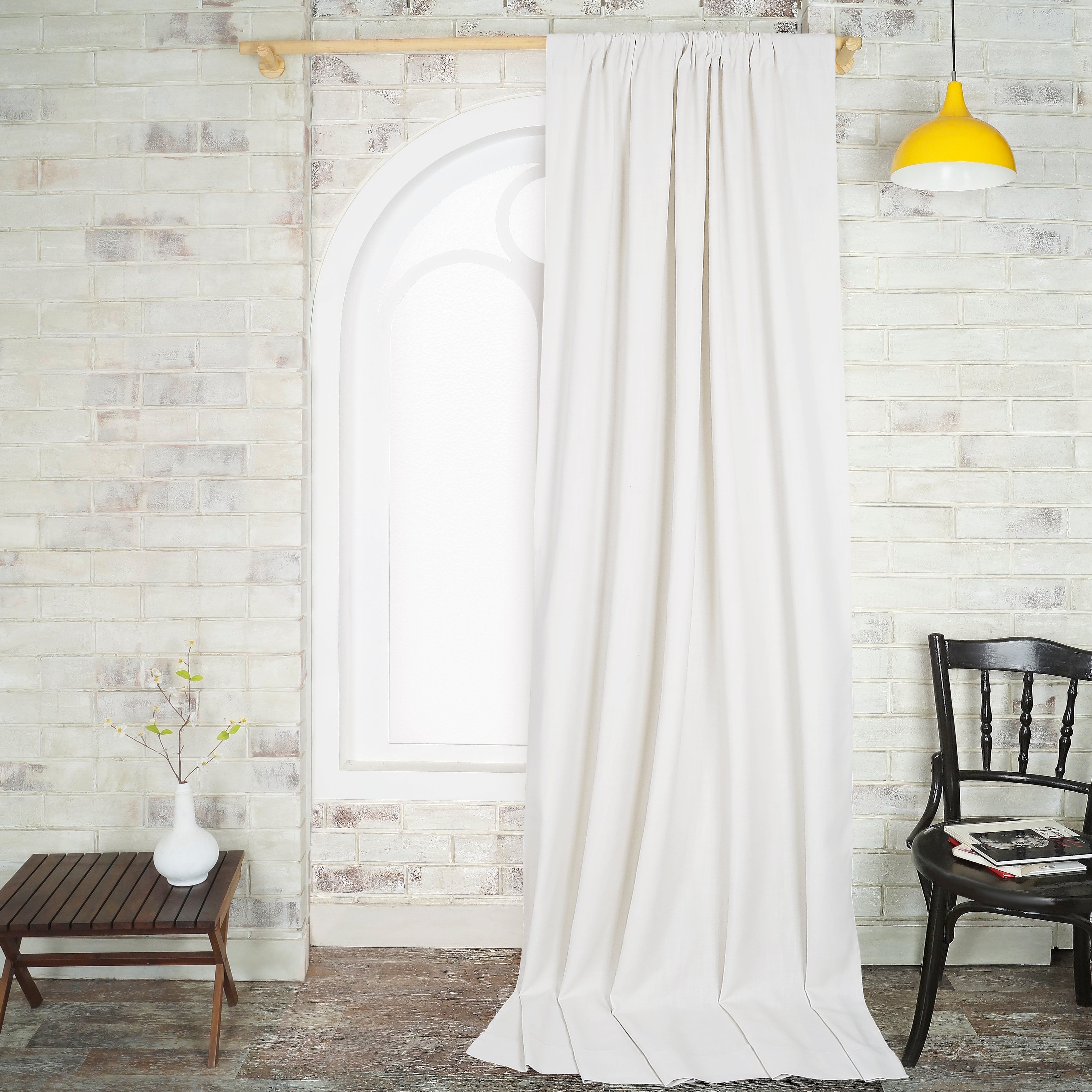 Chambray Cream & White Faux Linen Curtain