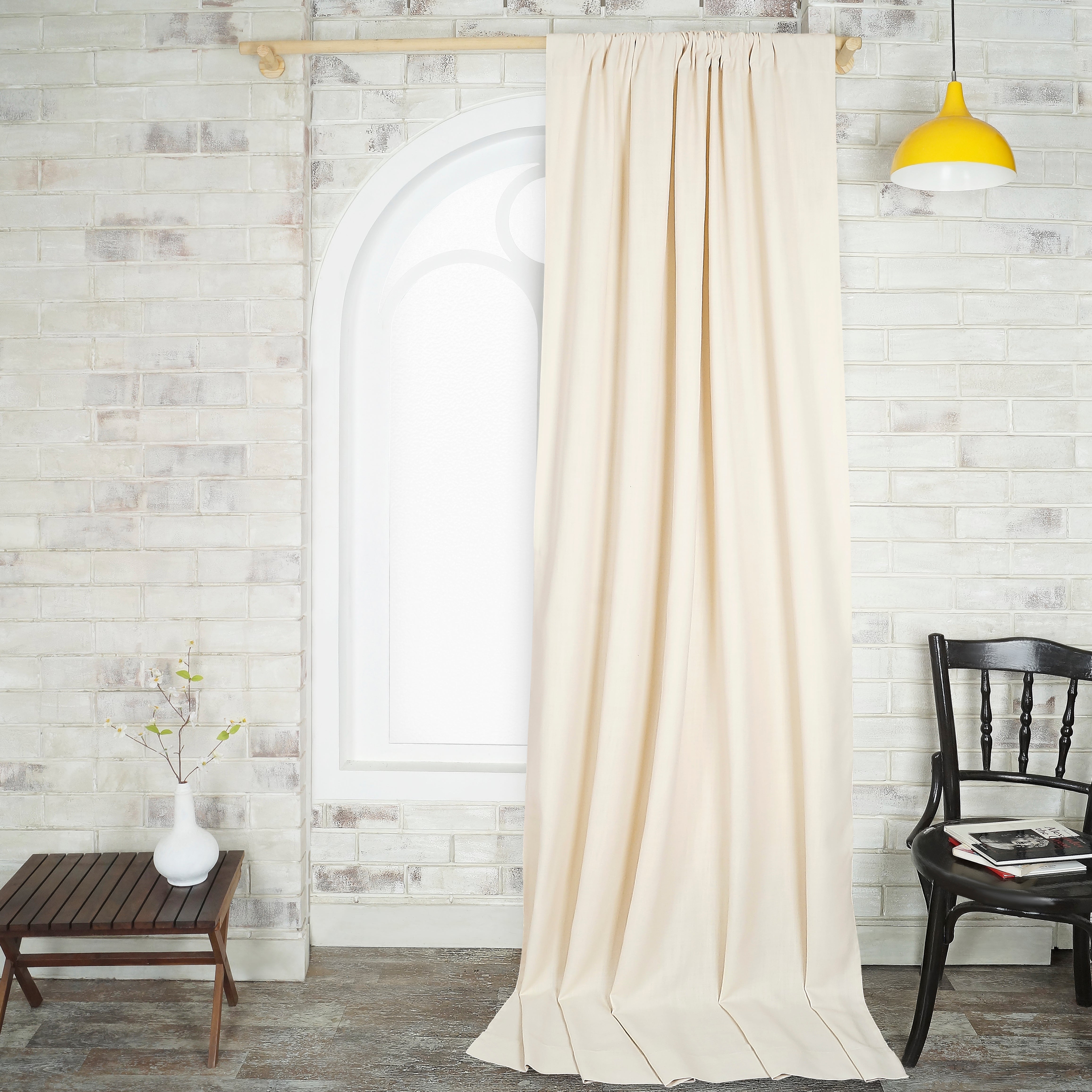 Ivory Faux Linen Curtain - 