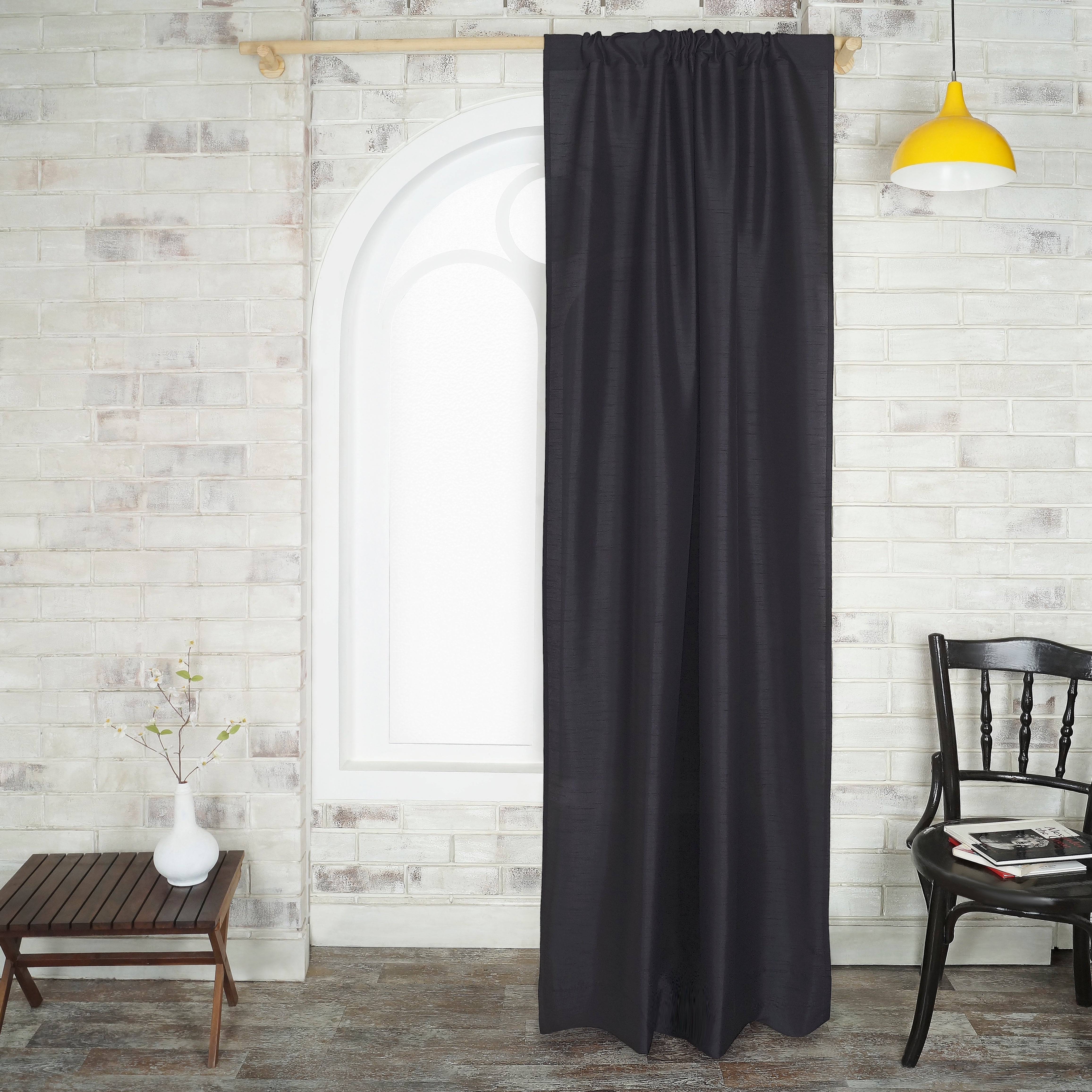 Black Vegan Silk Curtain - 