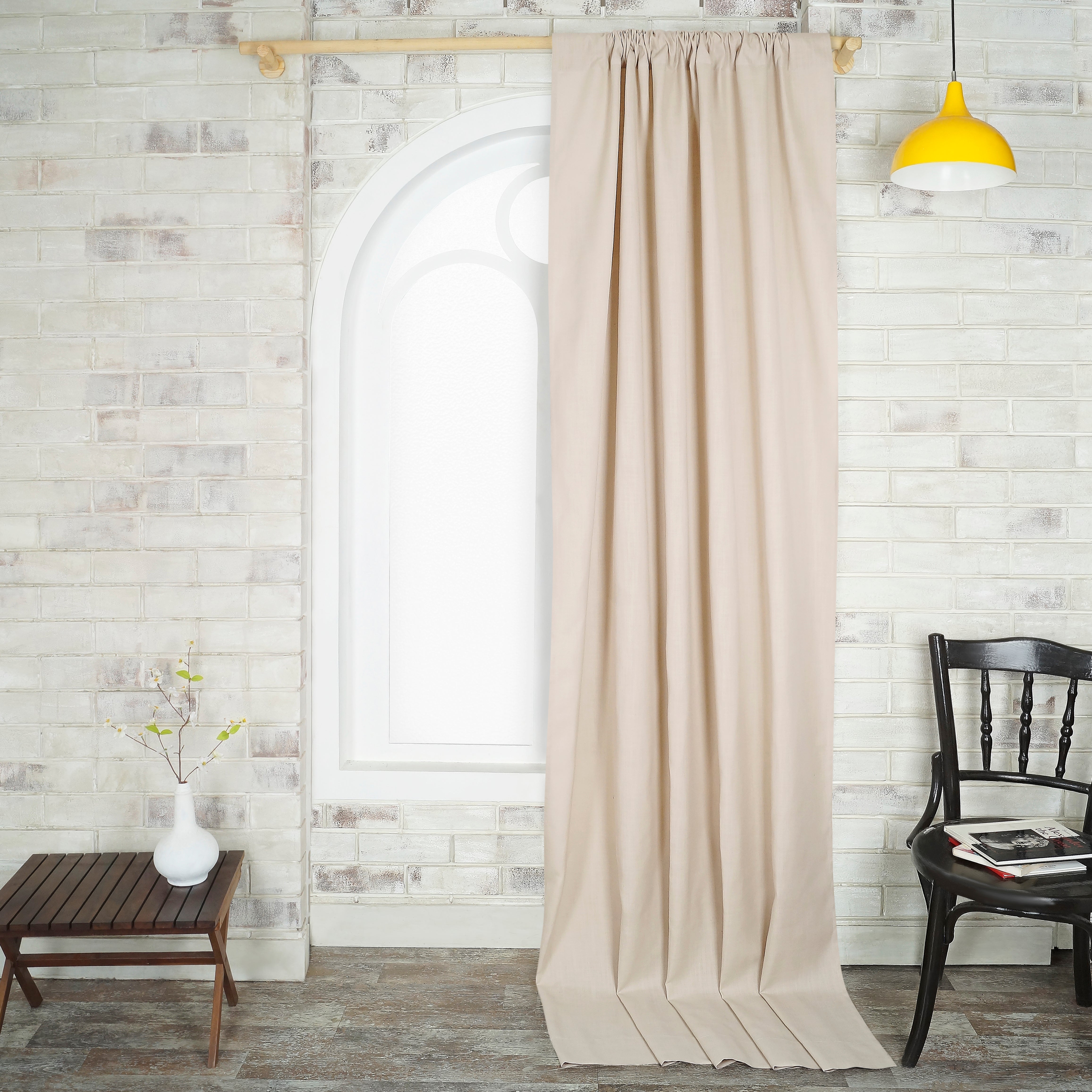 Natural Faux Linen Curtain - 