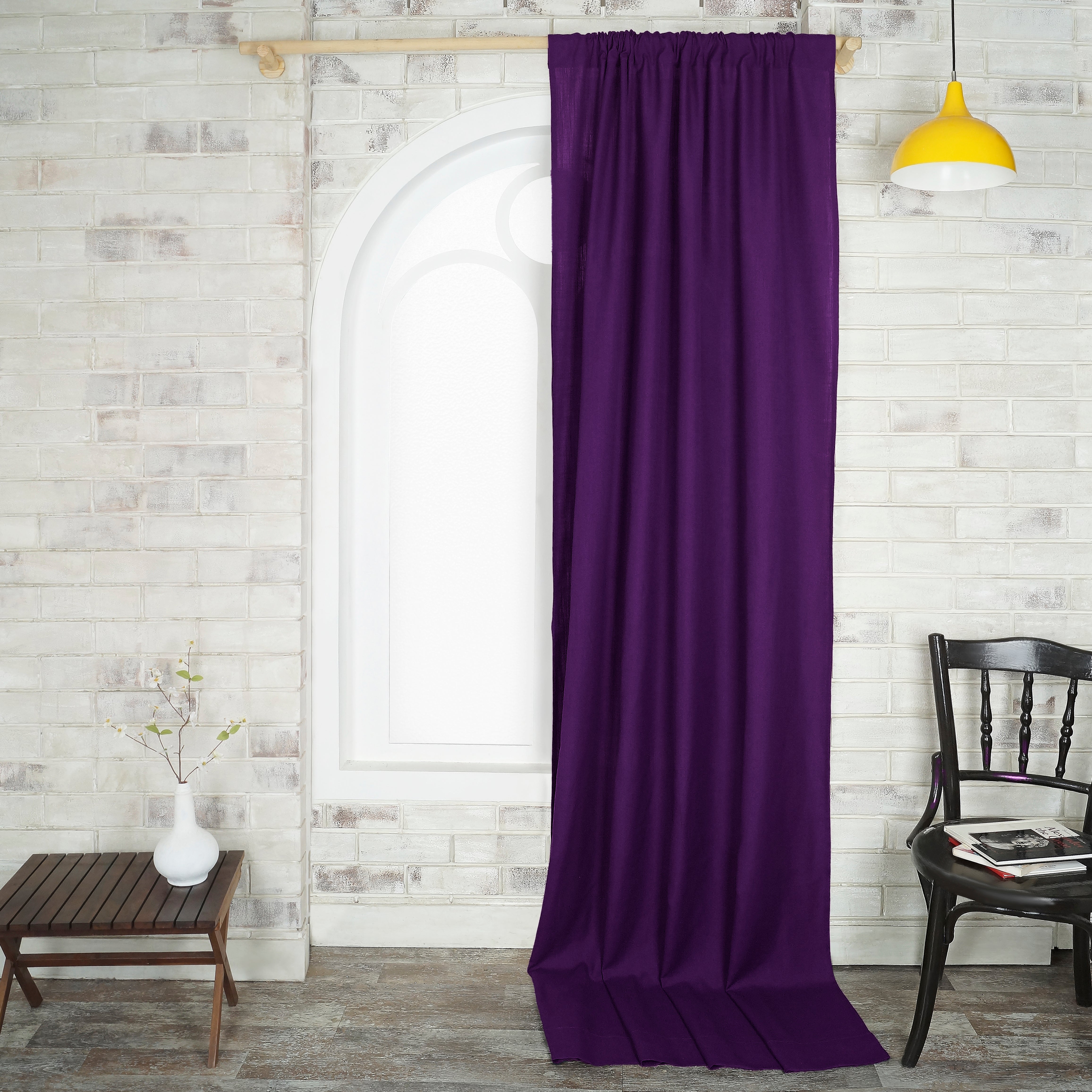 Purple Faux Linen Curtain