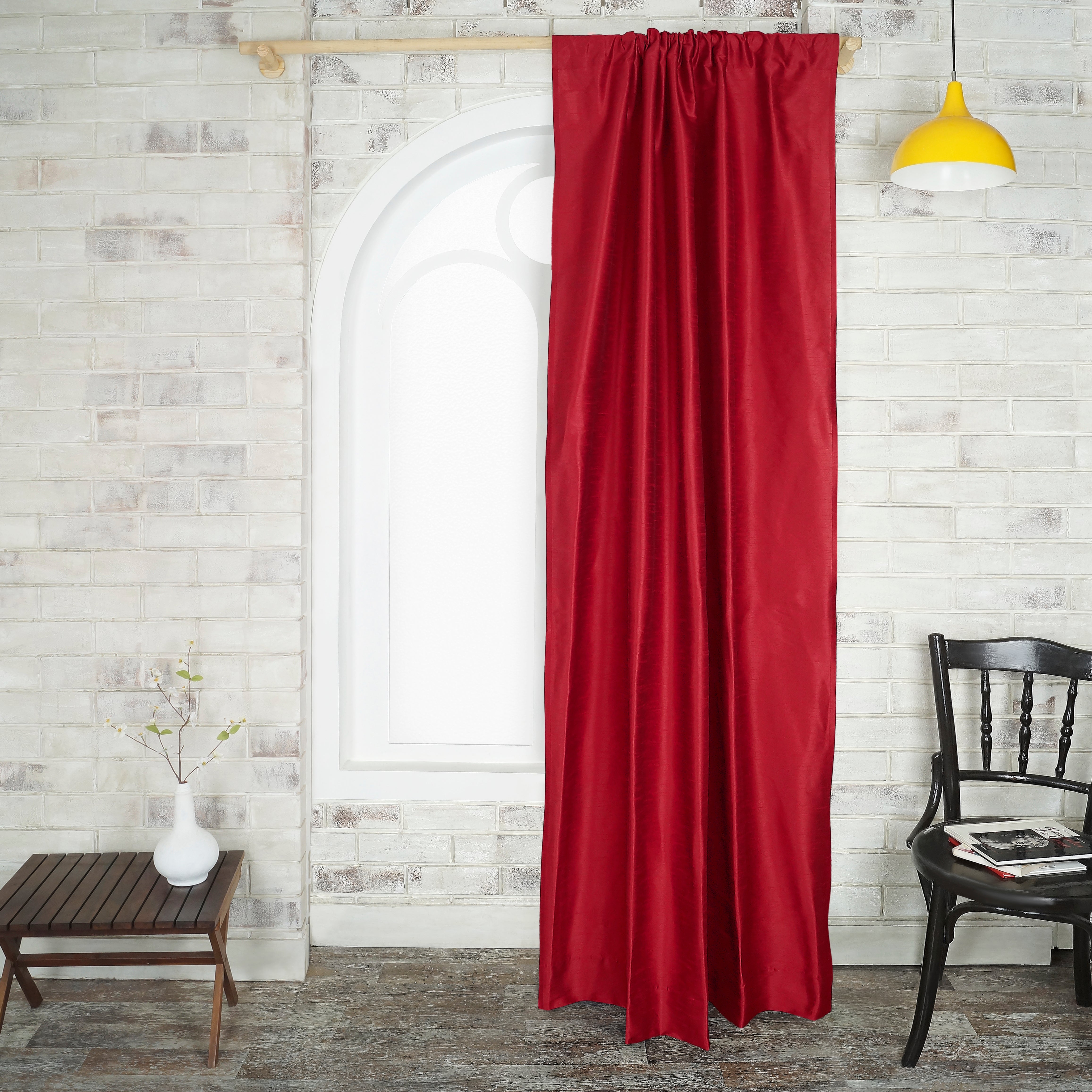 Red Vegan Silk Curtain - 