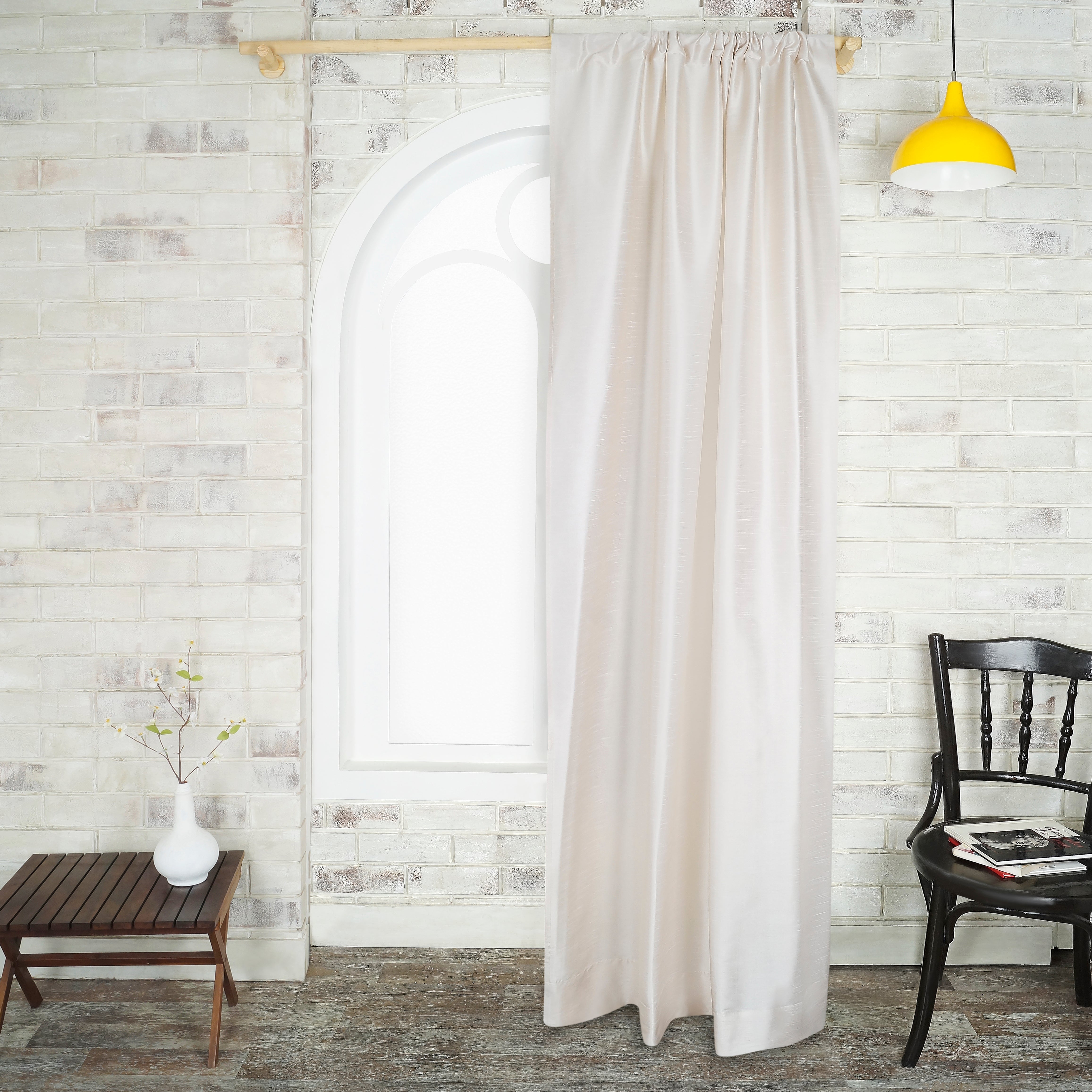 Ivory Beige Vegan Silk Curtain - 