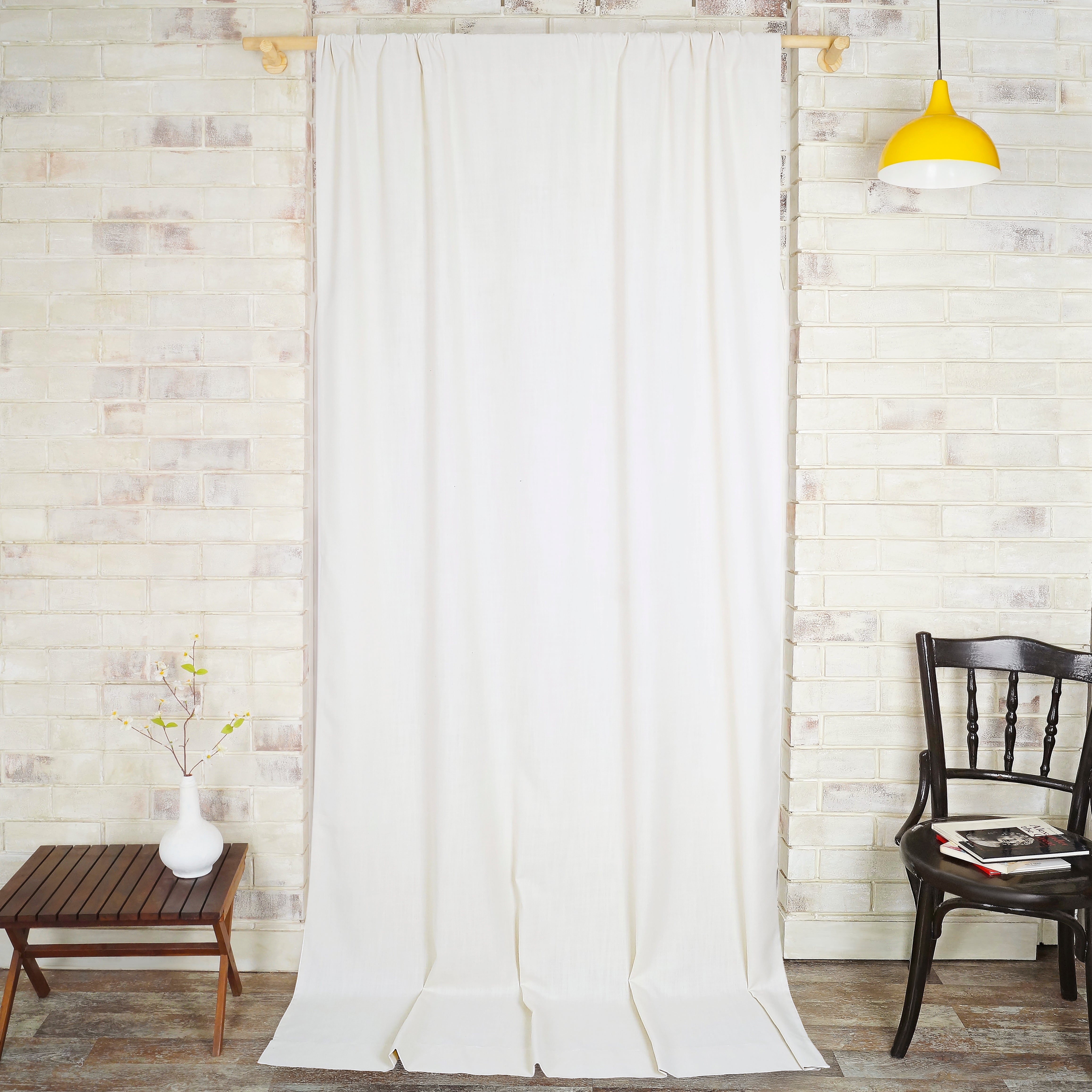 Chambray Cream & White Faux Linen Curtain