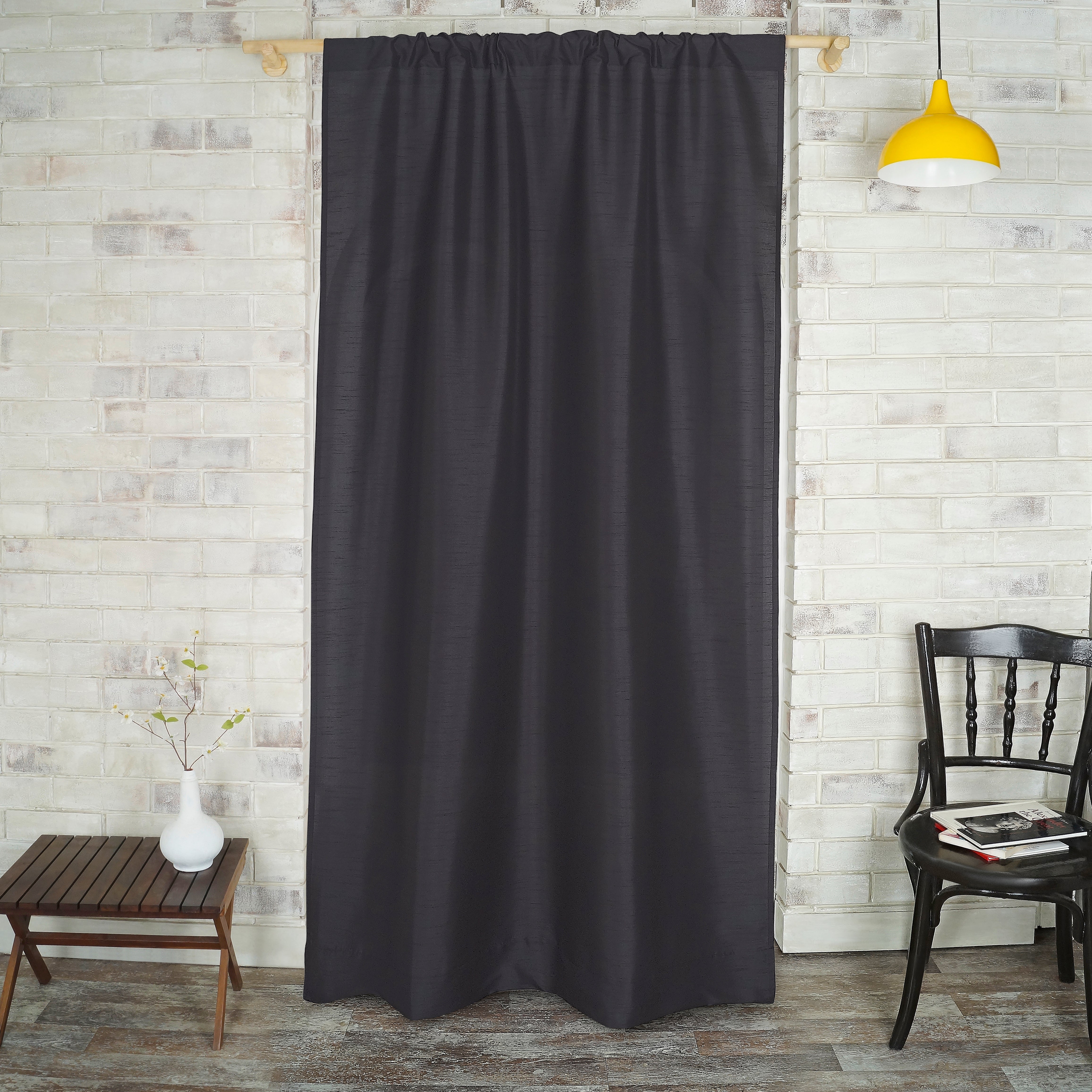 Black Vegan Silk Curtain